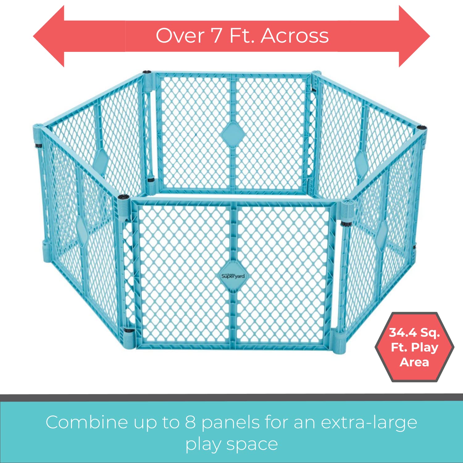 Toddleroo By North States Superyard Aqua 2 Panel Extension: Increases Play Space Up To 34.4 Sq. Ft. (Adds 64', Aqua)