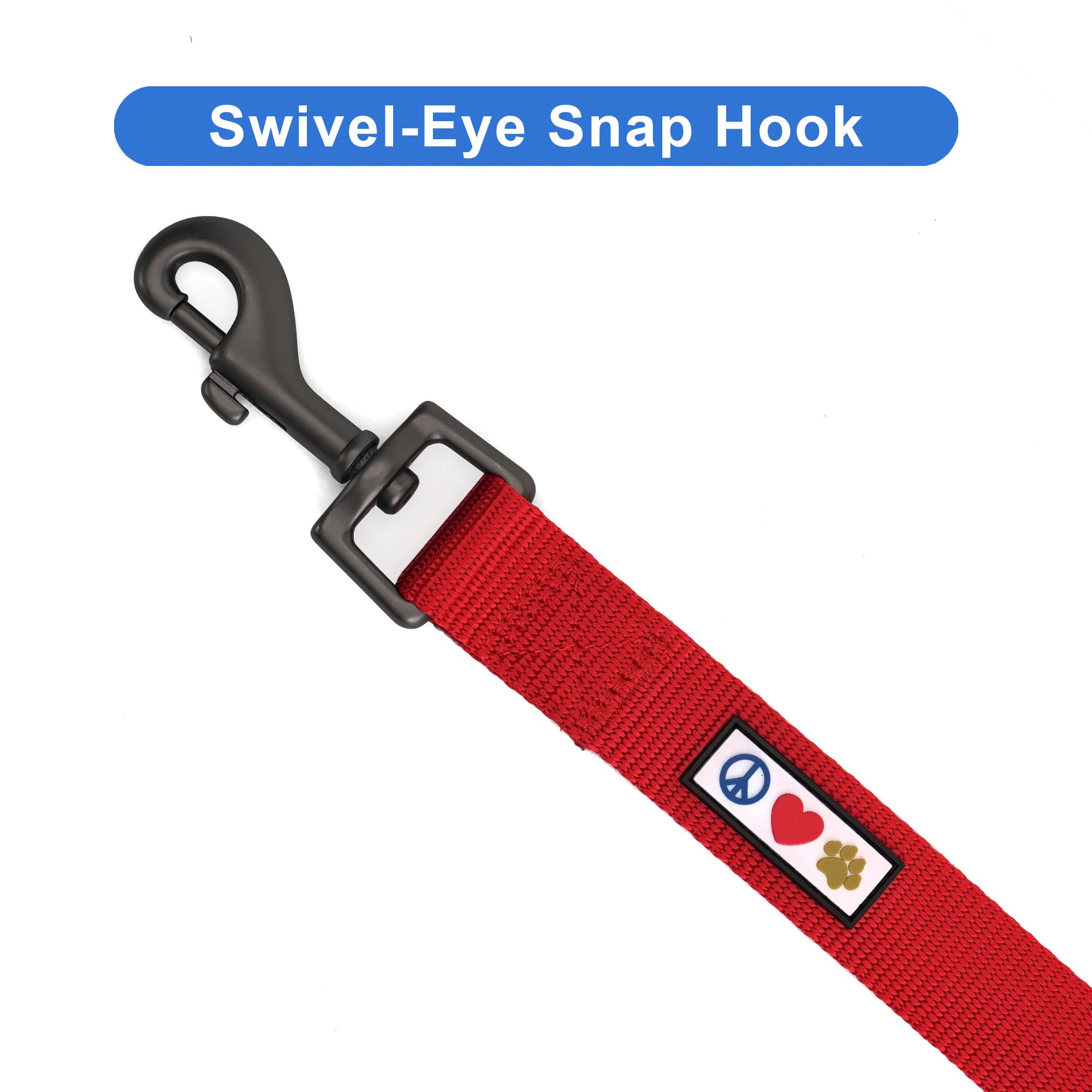 Pawtitas 6 FT Comfortable Leash - Solid Color, Medium/Large, Red, 6 ft, Dog Training Leash