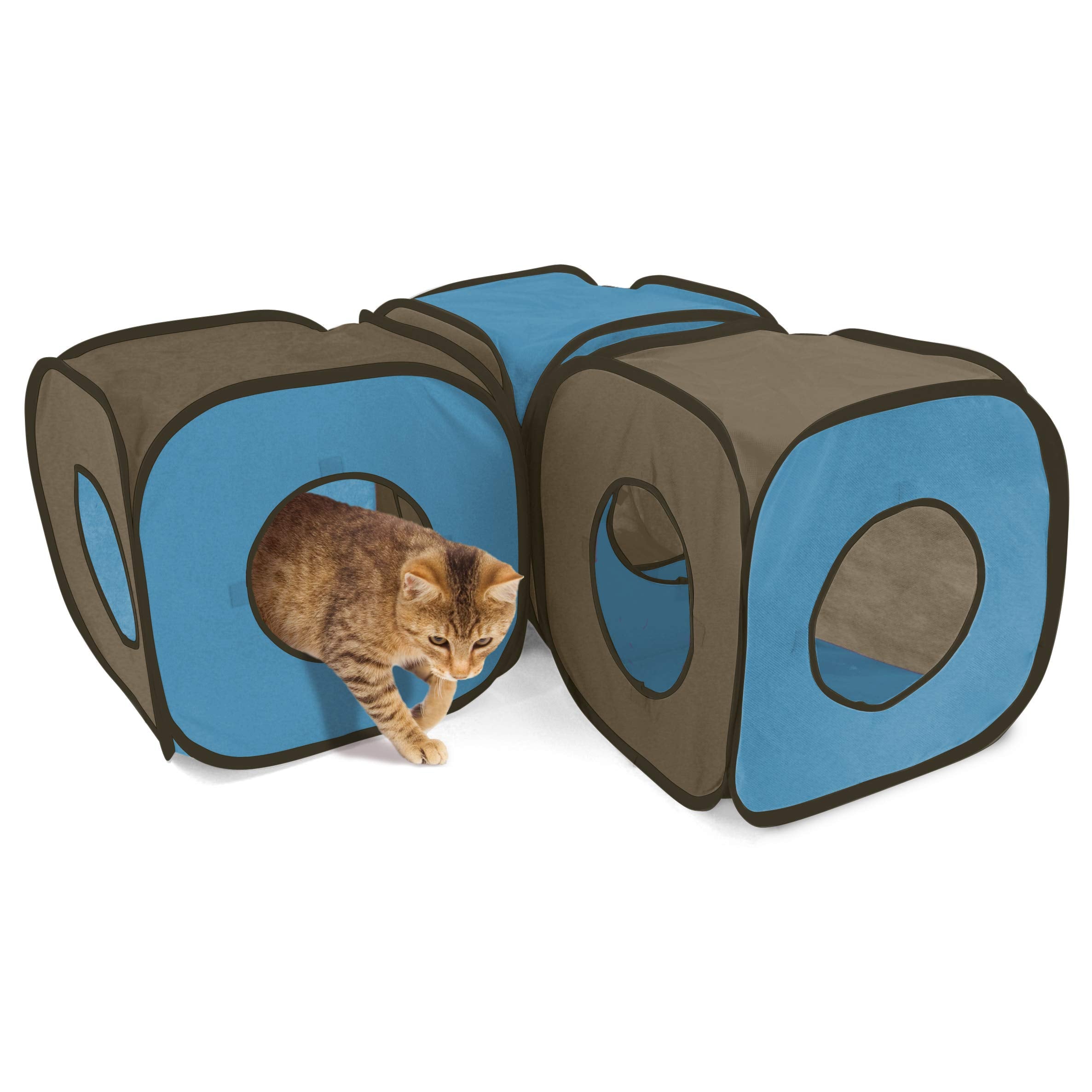 Kitty City Pop Open Rolling Cat Cube Tunnel Litter Box, Gray, Polyester, Model GD17033