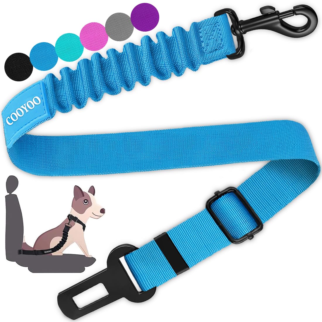 Cooyoo Dog Seat Belt,3 Piece Set Retractable Dog Car Harness Adjustable Dog Seat Belt For Vehicle Nylon Pet Safety Seat Belts He