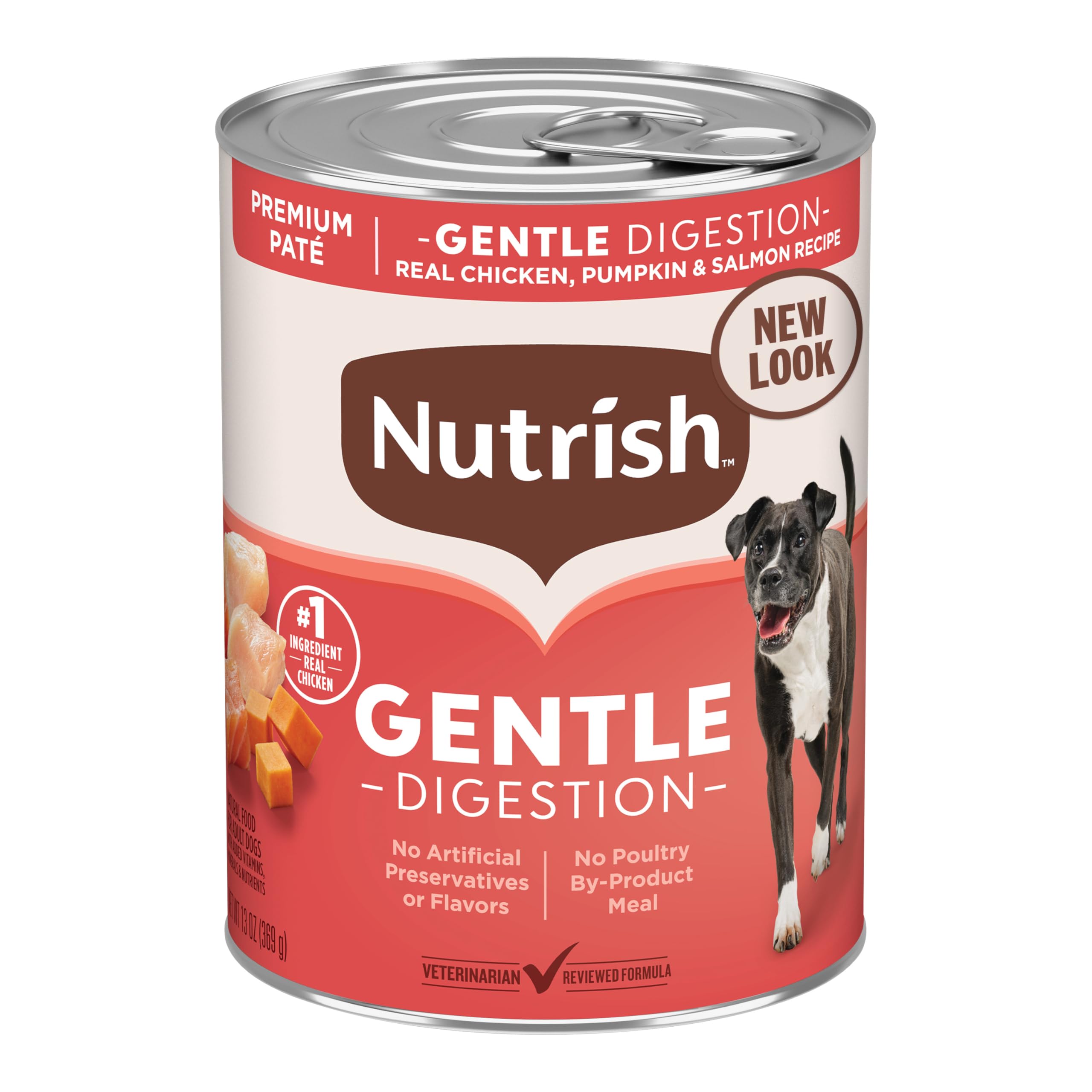 Nutrish Gentle Digestion Wet Dog Food, Real Chicken & Pumpkin, 13 oz Can, 12 Count