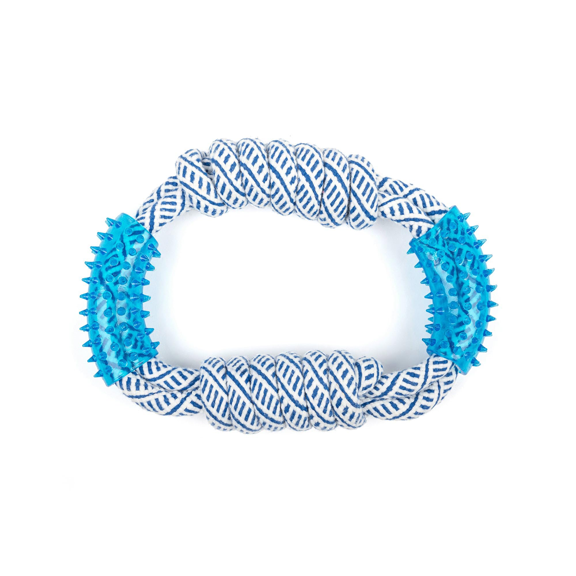 Heads Up For Tails Tail Lover Co. Rope & Spiny Handles Rope Dog Toy  Navy & White