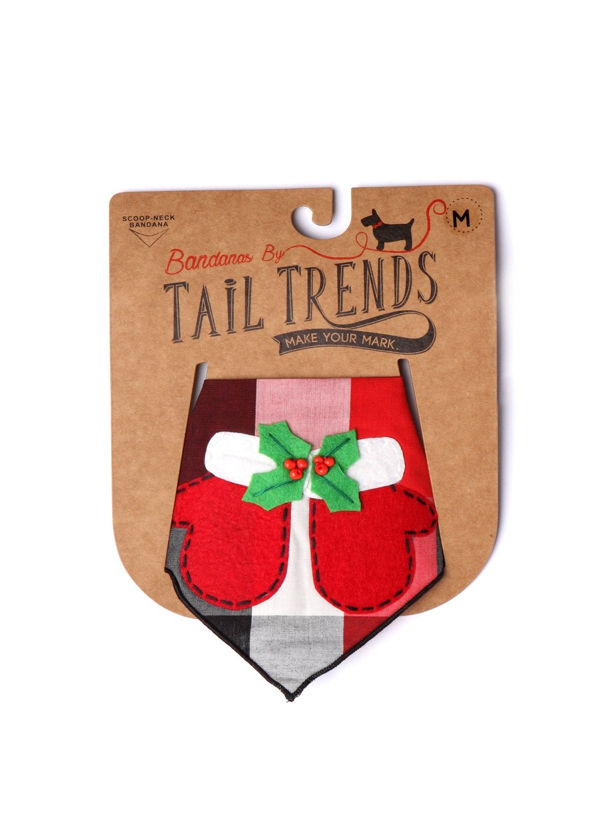 Tail Trends Christmas Dog Bandanas Jolly Mittens Designer Appliques 100% Cotton