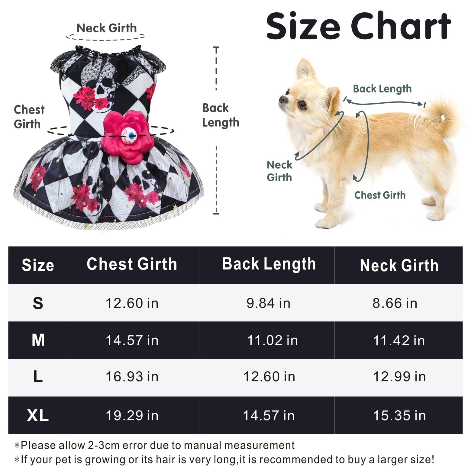 Dog Halloween Dress Skeleton Halloween Costumes For Dogs Funny Halloween Puppy Dress With Flower For Small Dogs Cats M