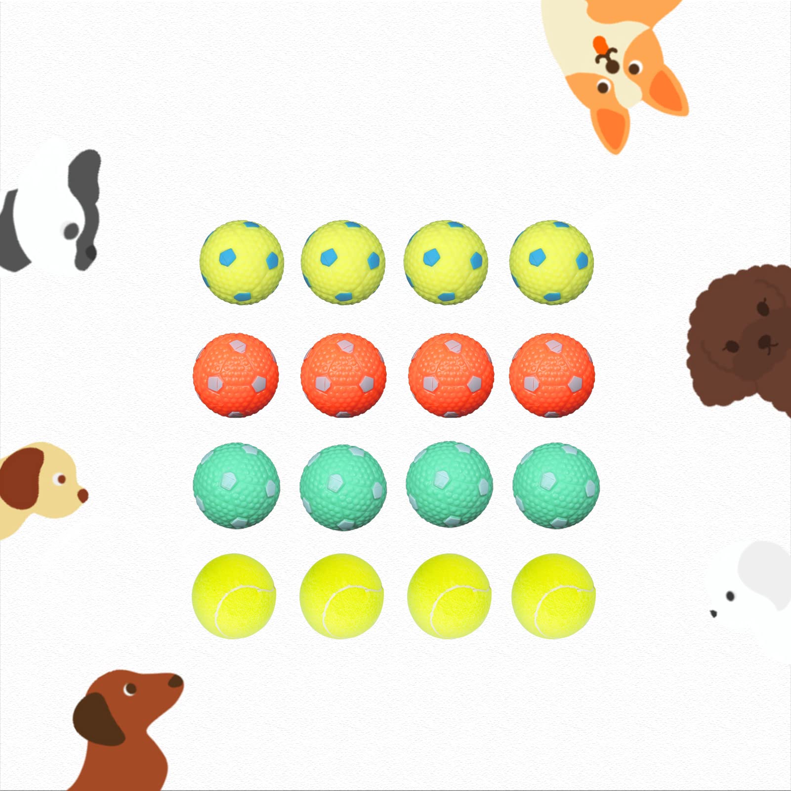 Besthls Dog Tennis Ball 2 Inch Pet Toy Rubber Balls For Pet Puppy Tiny Small Dogs Fetching Exercise & Training (16 Pack)