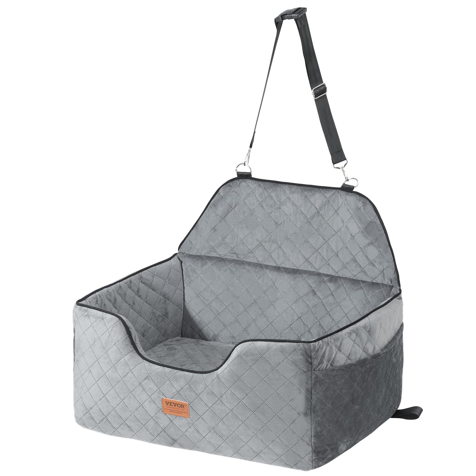 Vevor Dog Booster Car Seat Pet Car Seat For Medium Large Dog Up To 55 Lbs Gray