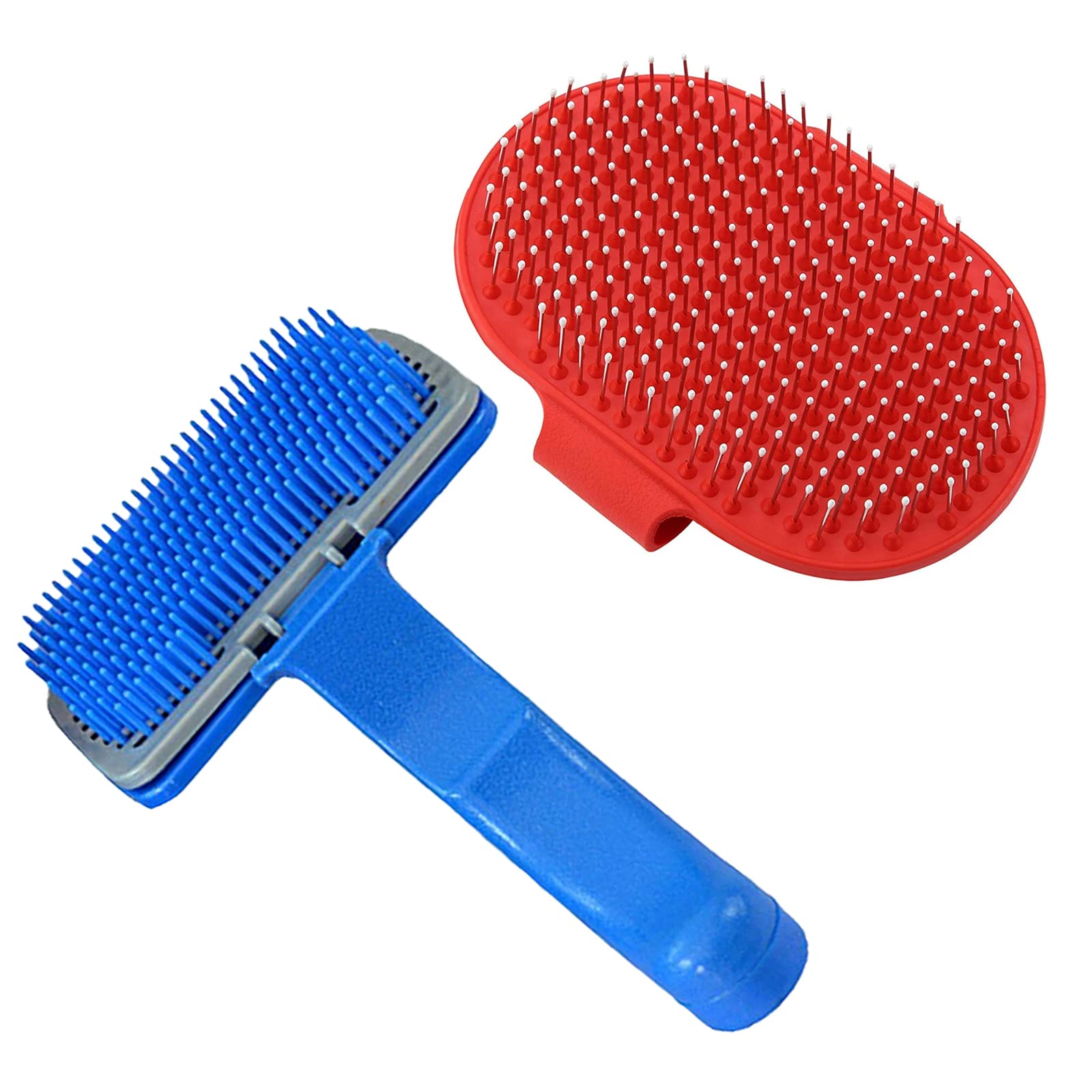 Emily Pets Dog Grooming Combo Set Dog Plastic Slicker Brush With Press Key For Puppies And Dogs Pet Bath Brush Durable Pet Shamp