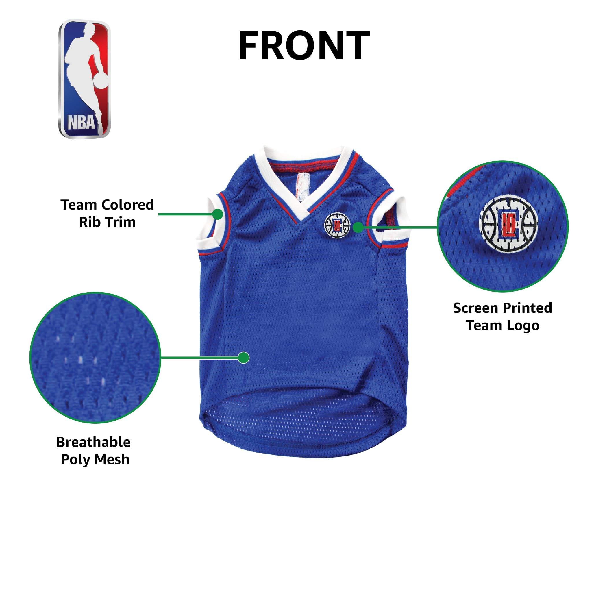 Pets First NBA LOS ANGELES CLIPPERS DOG Jersey, X-Small - Tank Top Basketball Pet Jersey