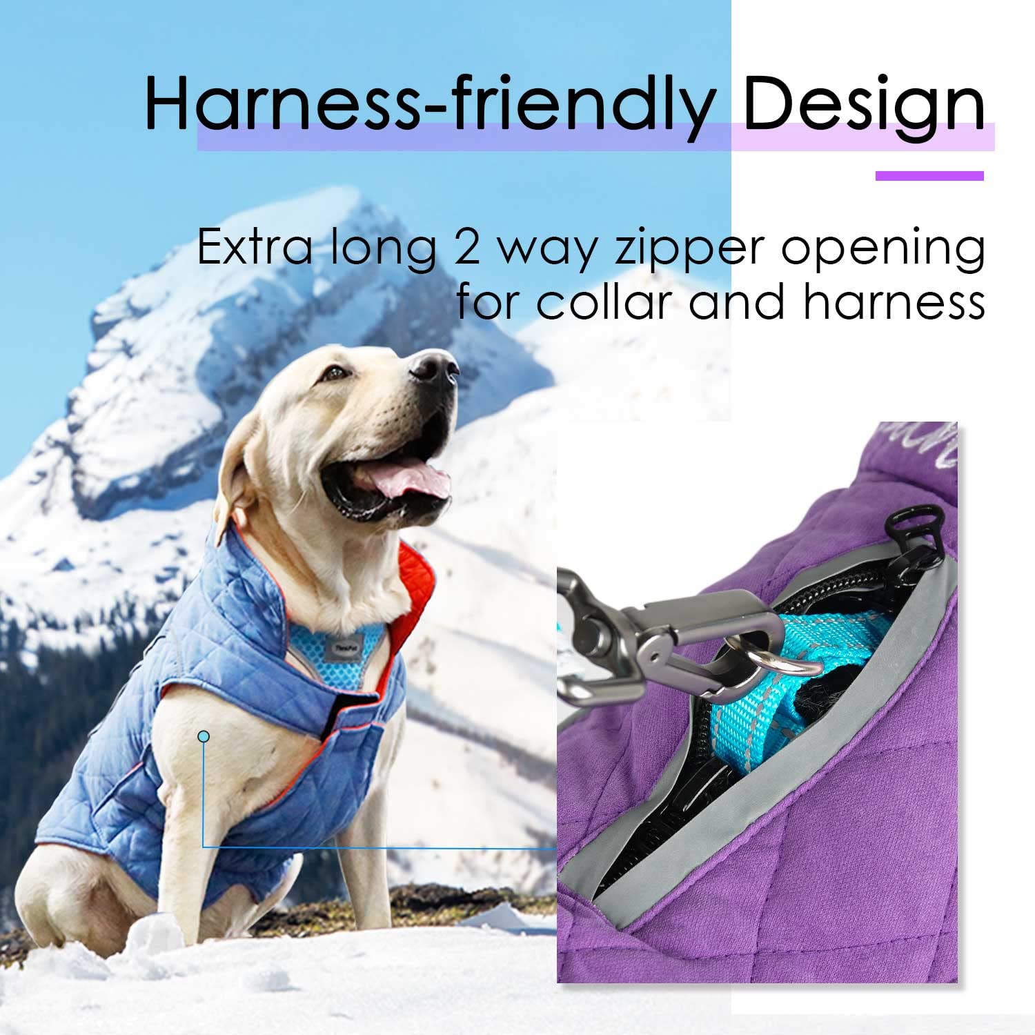 Thinkpet Dog Cold Weather Coats - Cozy Waterproof Windproof Reversible Winter Dog Jacket, Thick Padded Warm Coat Reflective Vest Clothes For Puppy Small Medium Large Dogs