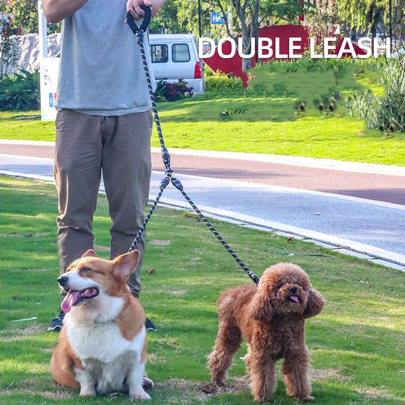 Mystercome Double Dog Leash 2 Way Coupler Anti Chew Dog Leash Extension Splitter Lead For 2 Small Dogs Walking (60Cm)