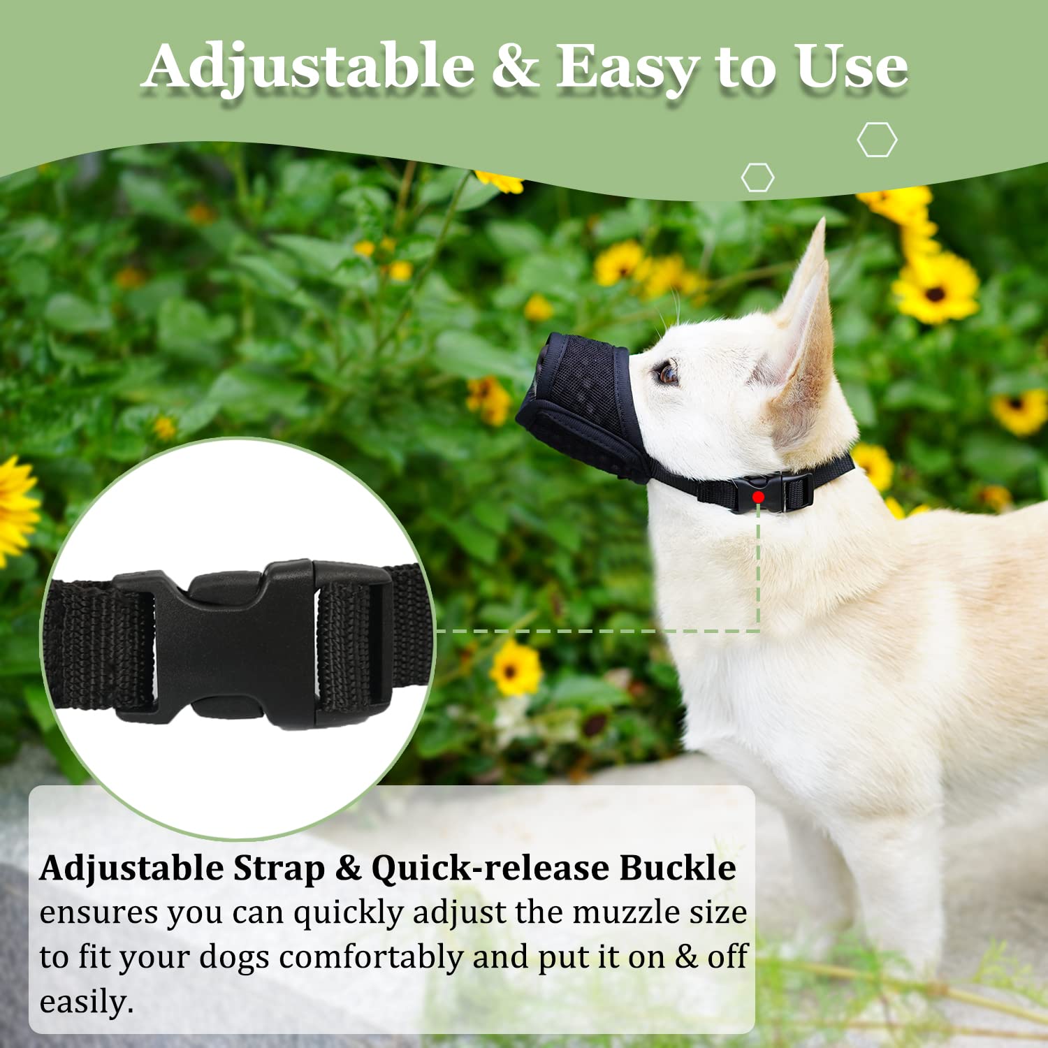 Mayerzon Dog Muzzle, Puppy Soft Mesh Muzzle For Small Medium Large Dogs Chihuahua Poodles Beagle Dachshund Corgis Labrador For B