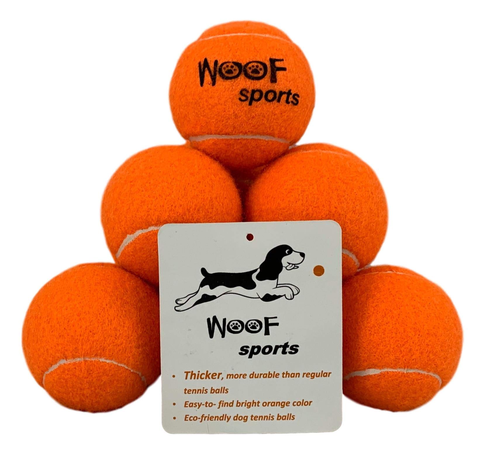 Woof Sports Dog Tennis Balls 12 Orange Tennis Balls For Dogs. Easy To Find! Includes Carrying Bag. Medium Size Balls Fits Standard Ball Launchers