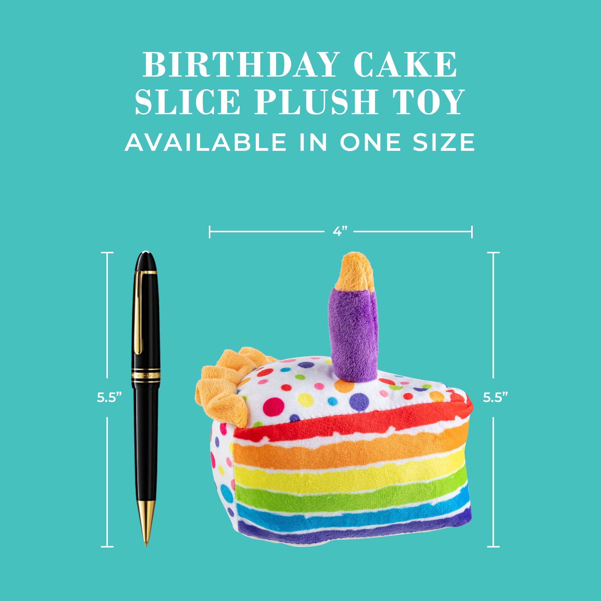 Haute Diggity Dog Birthday Cake Slice, Plush Designer Dog Toys With Interactive Squeaker, Stimulating Pet Enrichment, Machine-Wa