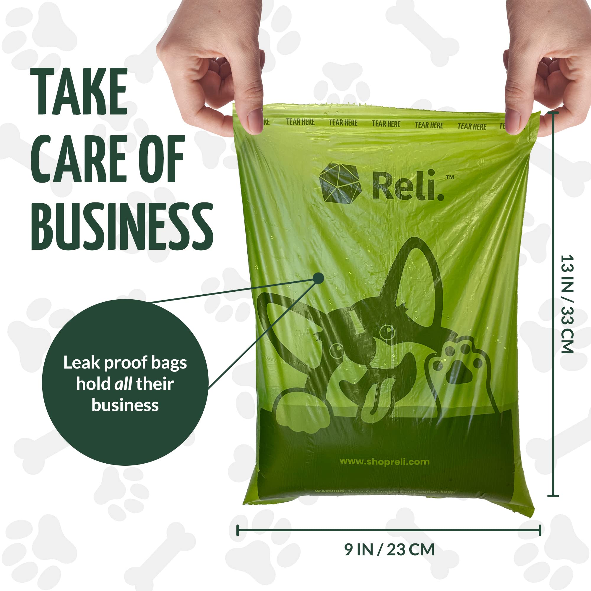 Reli. Biodegradable Dog Poop Bags - 550 Count Large Roll, Green, Eco-Friendly, Unscented, Oxobiodegradable Pet Waste Disposal