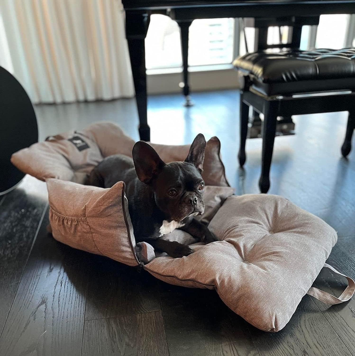 Jacko & Co - Premium Dog Car Seat & Bed For Small & Medium Dogs Up To 30Lbs, Soft Travel Bed & Carrier Bag For Pets, Puppies, Cats For Front & Back Seat, Machine Washable & Water Resistant (Grey)