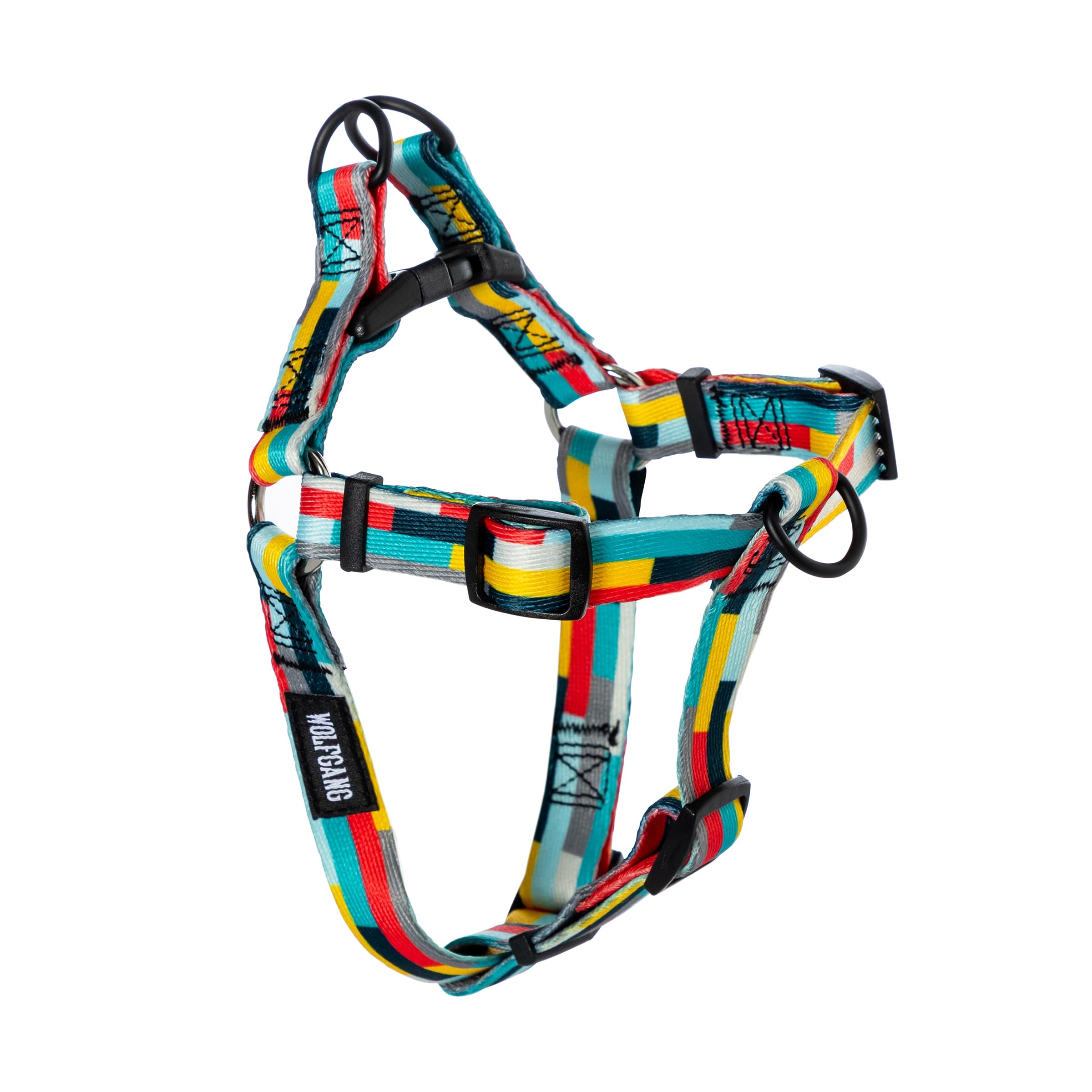 Wolfgang Heavy Duty Adjustable Dog Harness, Pull-Tested for Walking & Training, Mixtape Print, Small