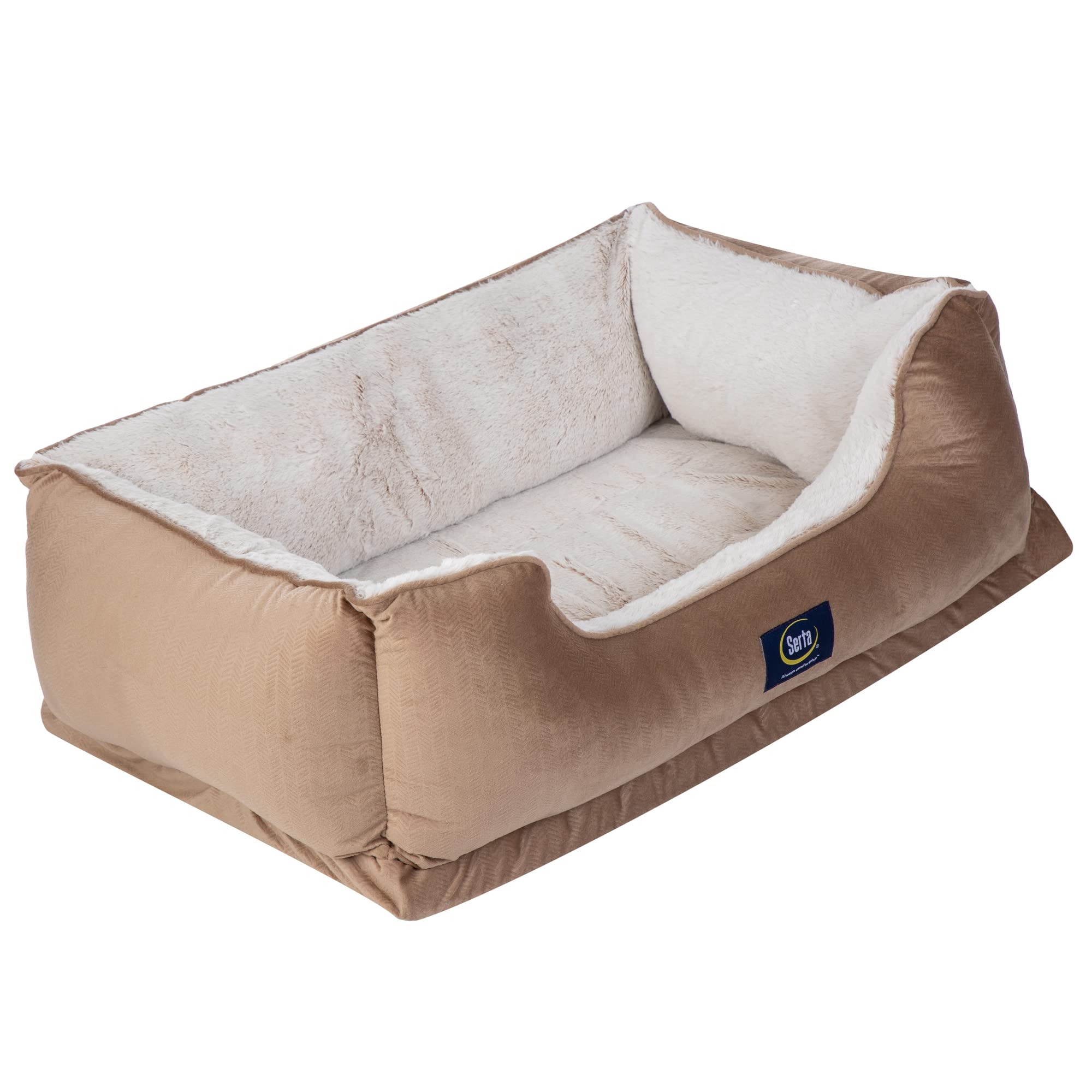 Serta Orthopedic Cuddler Dog Bed For Pets - Desert Sand (Large)