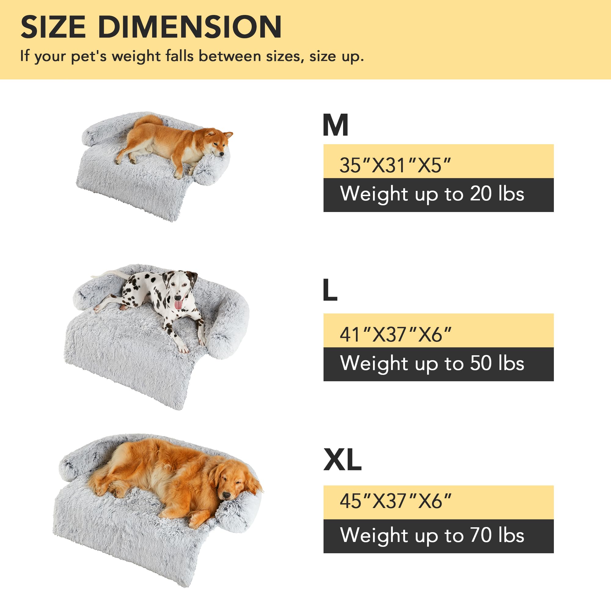 Codi Dog Bed For Couch - Calming Dogs Beds For Medium Pets, Fluffy Plush Cats Mat, Anti Anxiety Pet Mats With Removable Washable