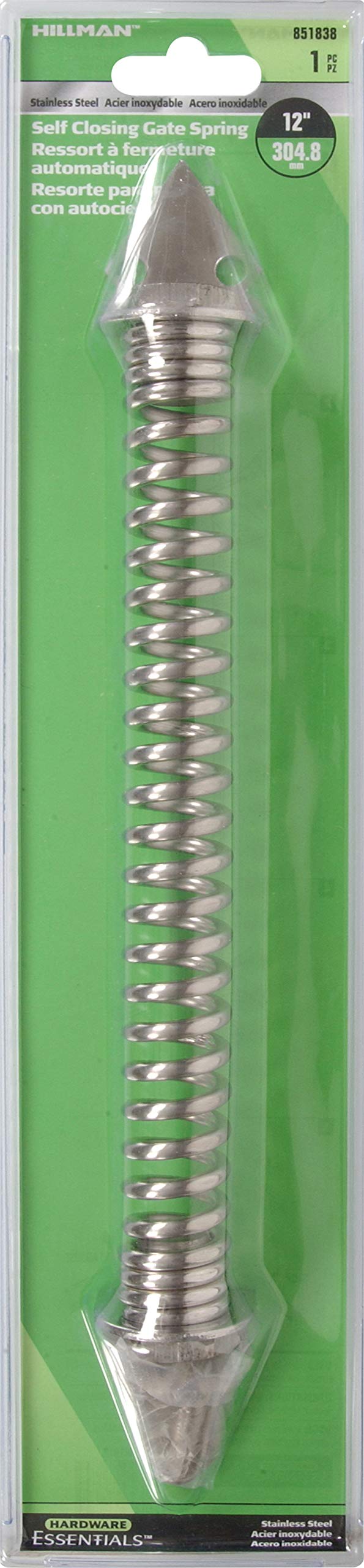 Hillman Stainless Steel Self-Closing Gate Spring, Adjustable Tension, 12 Inch, Model 851838