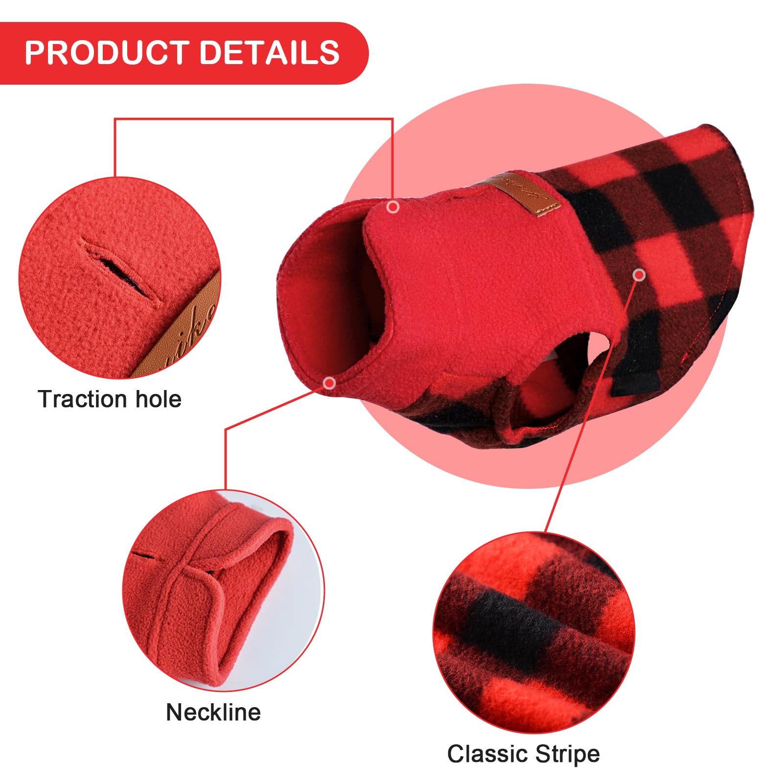 Dog Sweaters for Small Dogs Boy Girl, Plaid New Year Dog Sweater Fleece Dog Clothes Vest, Stretchy XSmall Dog Sweater Pet Clothe