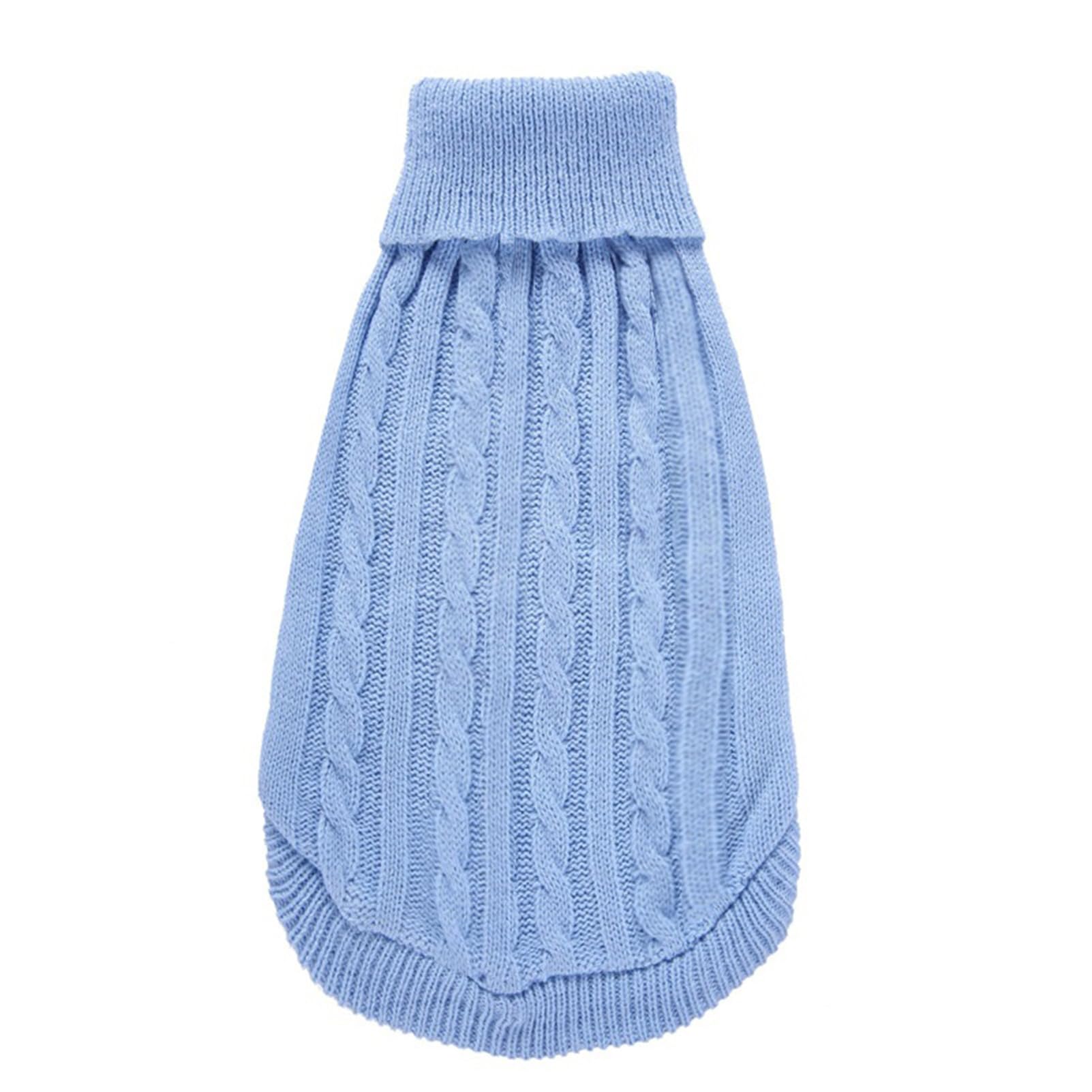 Small Dog Sweaters Knitted Pet Cat Sweater Warm Dog Sweatshirt Dog Winter Clothes Kitten Puppy Sweater (Small,Light Blue)