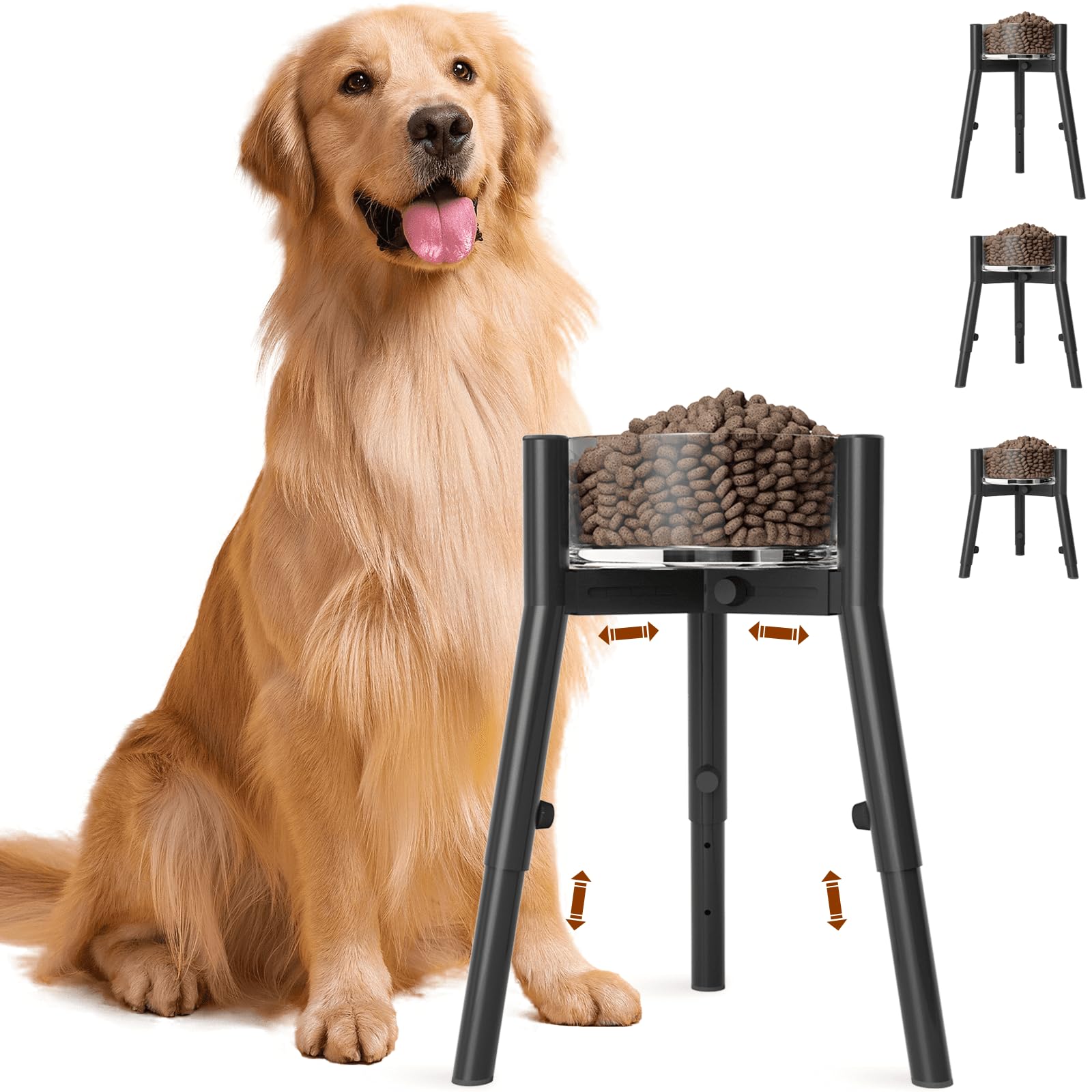 Tidant Adjustable Dog Bowl Stand For Large Dogs, Elevated Bowls For 7-10.7'' Width, 3 Height Settings