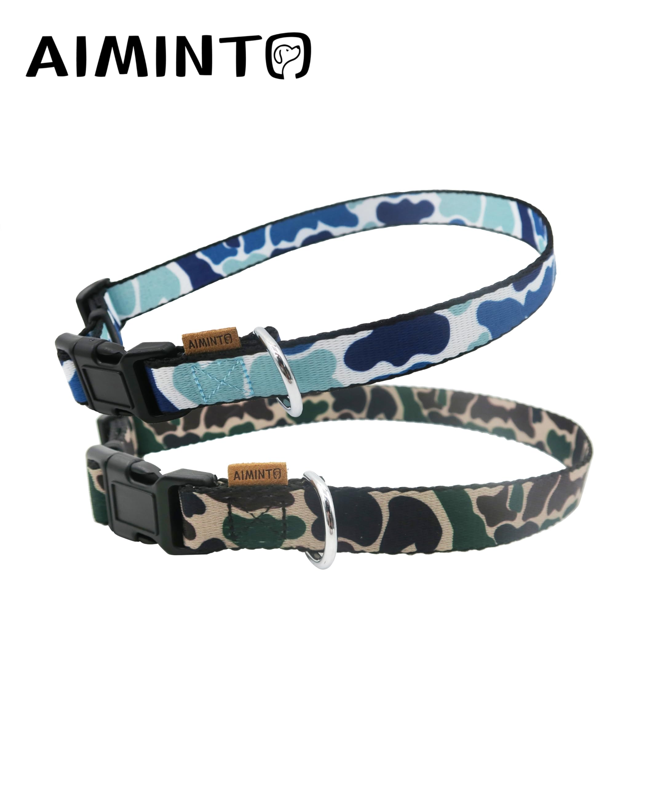 Aiminto Dog Collar, Cute Camouflage Pattern, Soft And Adjustable Collar With Quick Release Buckle (M (Neck 14-24', Width 3/4')