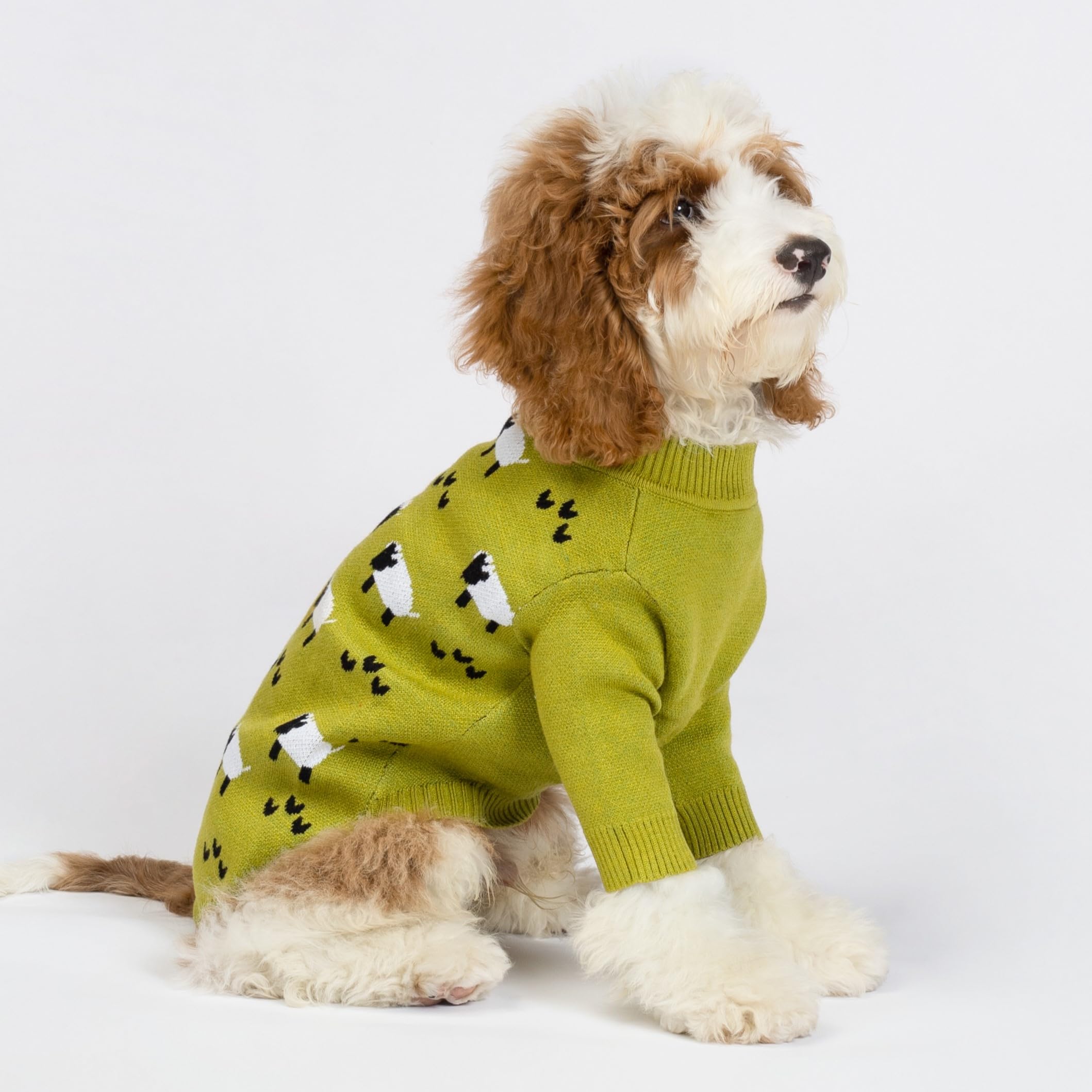 Fitwarm Funny Sheep Sweater for Small Dogs, Large Thermal Pullover Jumper, Rayon Blend, Black/Green/White