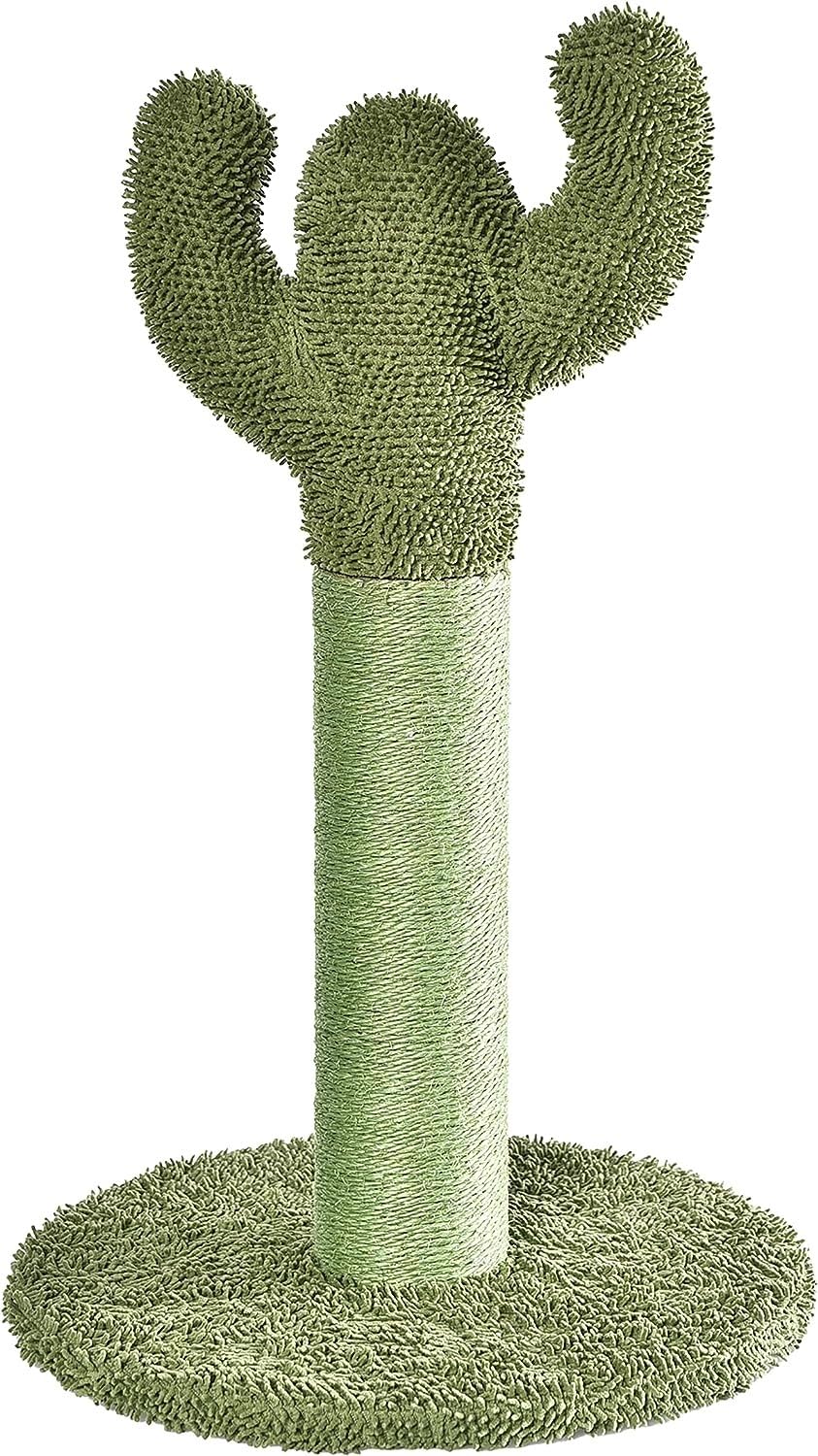Amazon Basics Cat Scratcher - Indoor Cactus Scratching Post with Dangling Ball, Medium 25.6"H, Green
