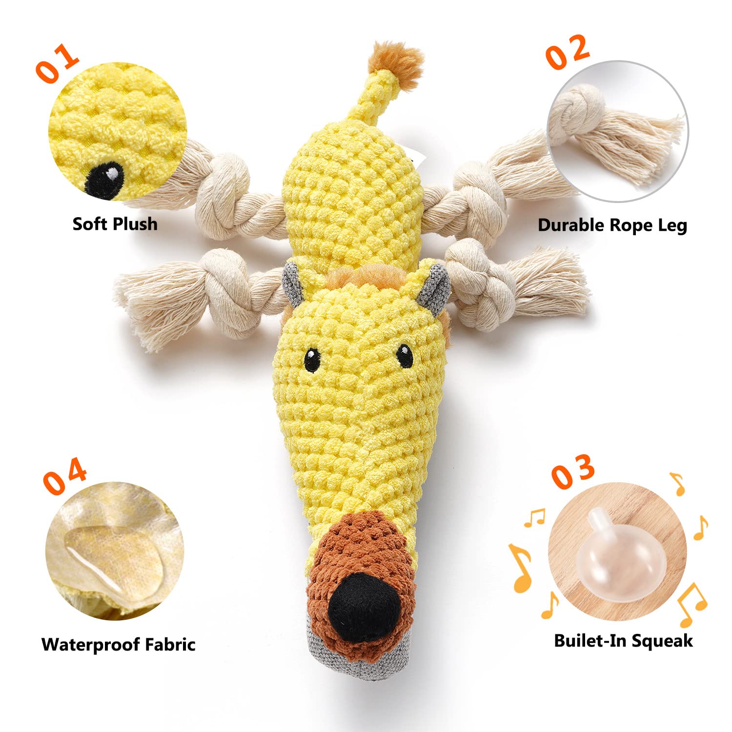 Sedioso Dog Toys, Dog Plush Toy for Large Breed, Cute Squeaky Dogs Toy with Crinkle Paper, Puppy Stuffed Animal Chew Toys for Sm
