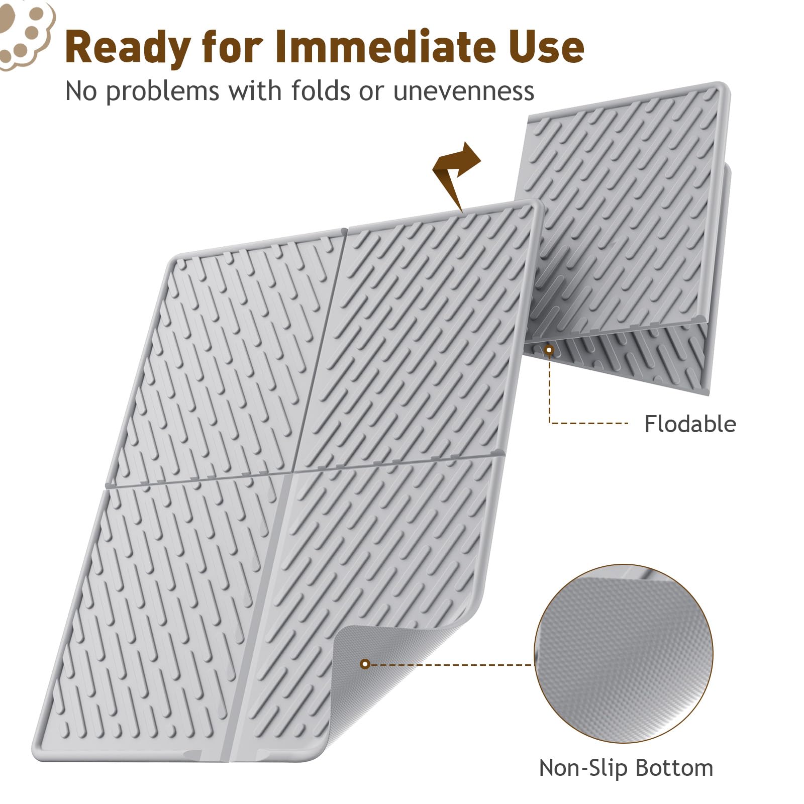 Kaxionage Cat Litter Mat With Grooves & Raised Edge, Urineproof/Waterproof,Litter Scattering Control,Easy To Clean (31 * 24In-Gr