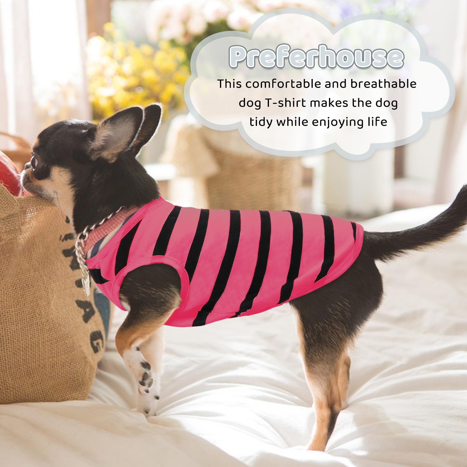 Preferhouse Dog Shirts For Large Dogs Cats, Dog Striped T-Shirts Dog Vest Pet Apparel Tee Shirts Spring Summer Suitable For Smal