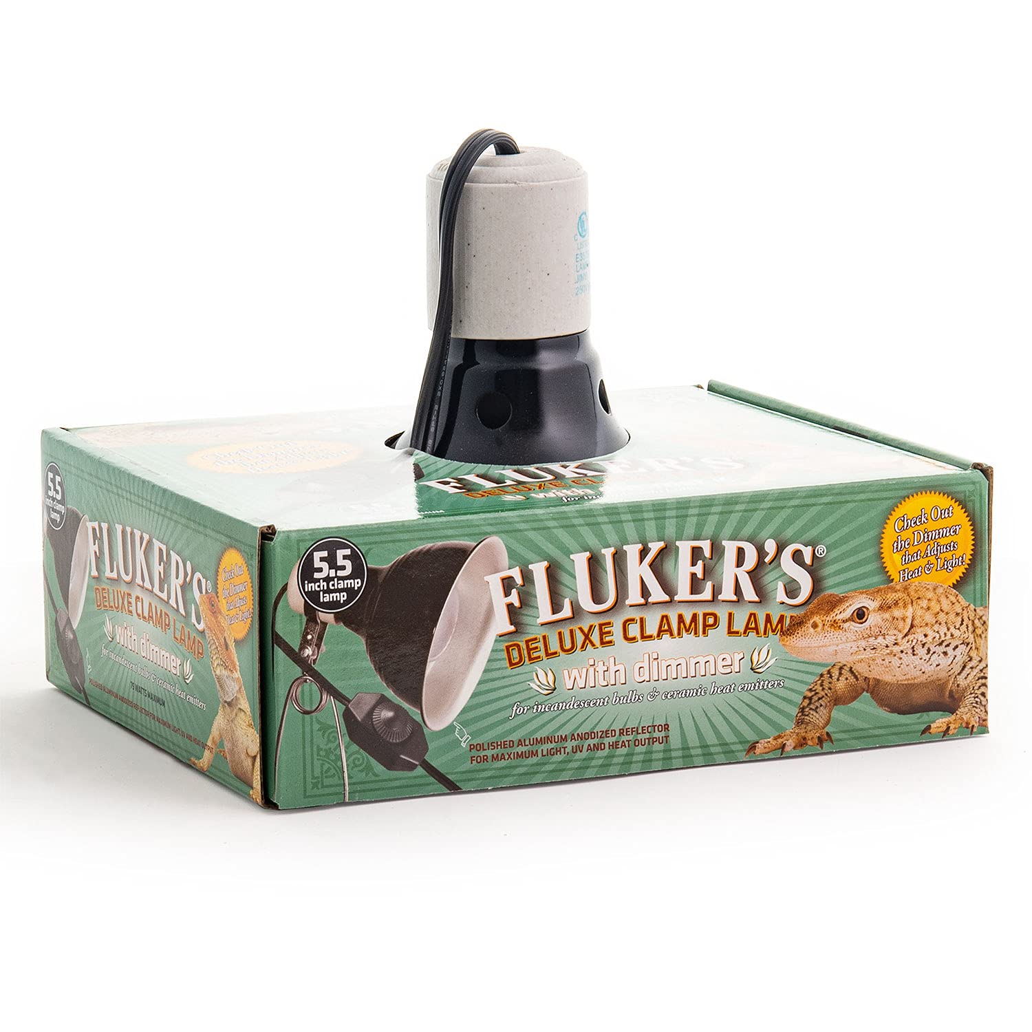Fluker's Repta-Clamp Lamp 5.5 inch - Heavy Duty Clamp Light, Pet Heat Lamp for Reptiles, Lizards - UL/CUL Approved, 75W Incandes