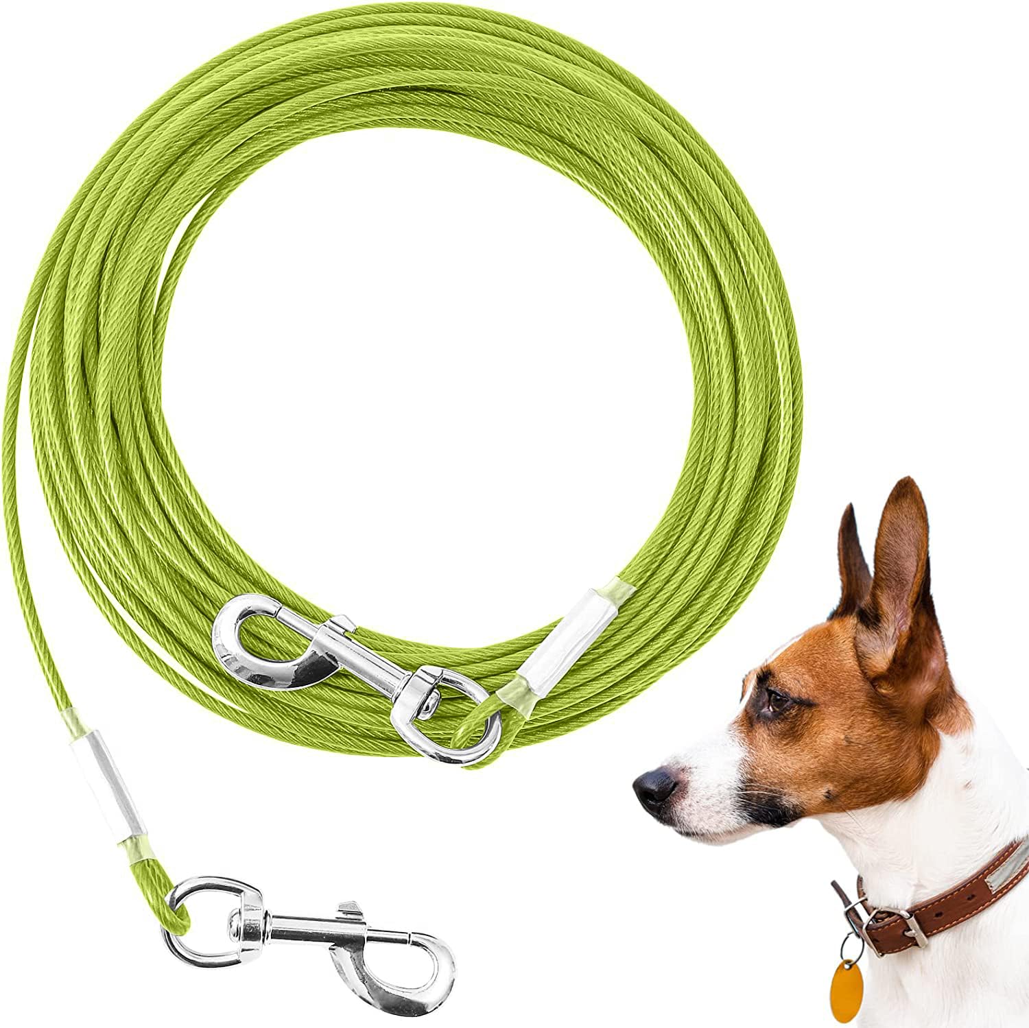 Mi Metty 10Ft Heavy Duty Dog Tie Out Cable For Large Dogs Up To 125Lbs - Durable Dog Runner For Outdoor Yard And Camping