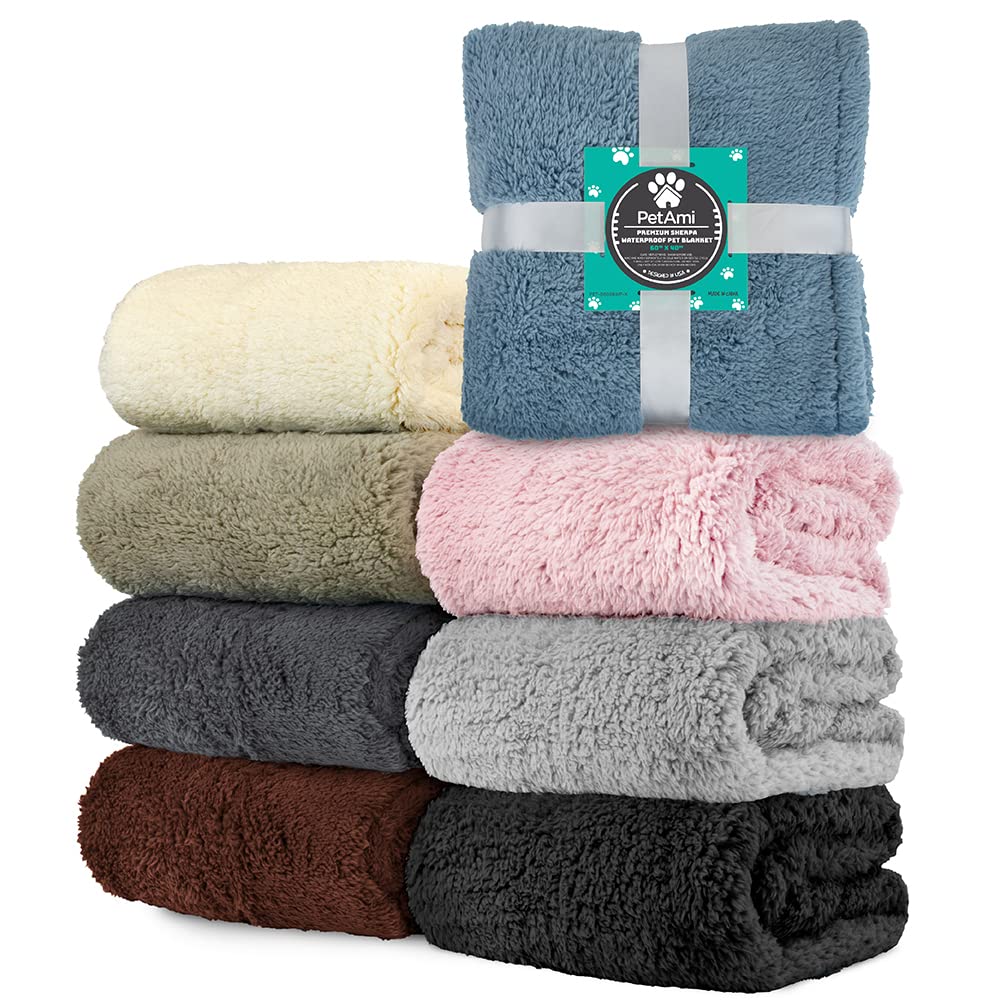 Petami Fluffy Waterproof Dog Blanket For Small Medium Dogs, Soft Warm Pet Sherpa Throw Pee Proof Couch Cover, Reversible Cat Puppy Bed Blanket Sofa Protector, Plush Washable Pad (Brown, 24X32)