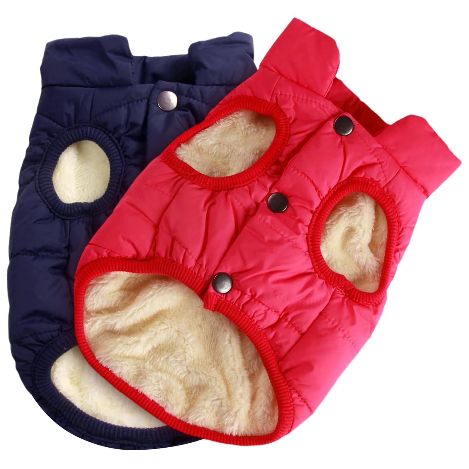 Syhood 2 Pieces Dog Jacket 2 Layers Fleece Lined Dog Jacket Warm Soft Windproof Small Pet Coat For Winter Cold Weather(Medium,Na
