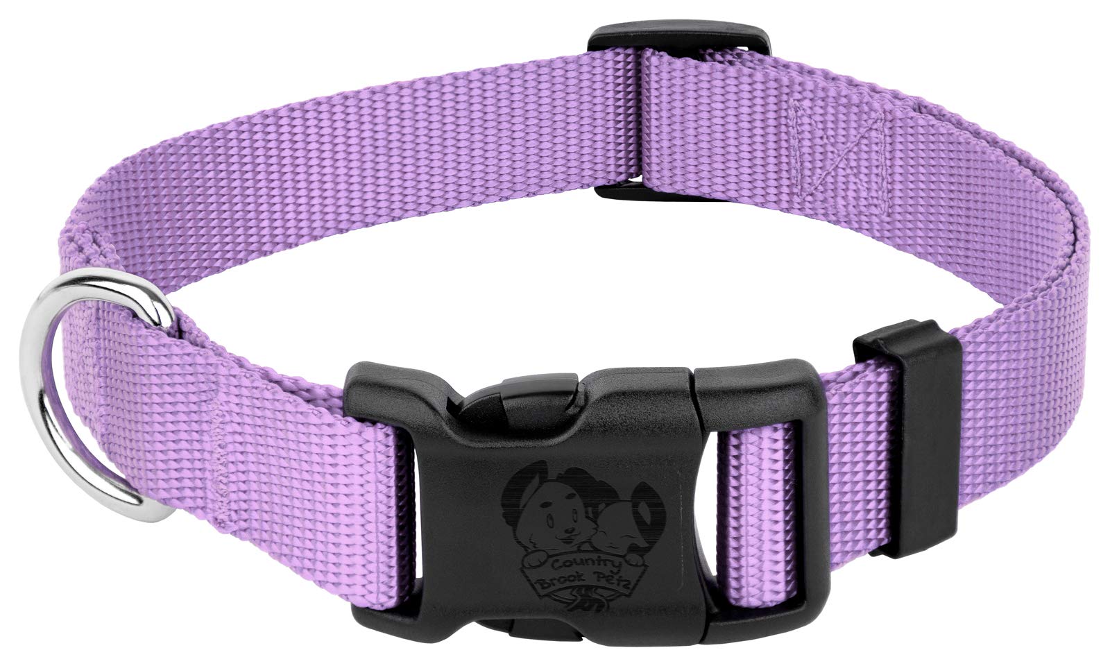 Country Brook Petz - 30+ Vibrant Colors - American Made Deluxe Nylon Dog Collar With Buckle (Micro, 3/8 Inch Wide, Lavender)