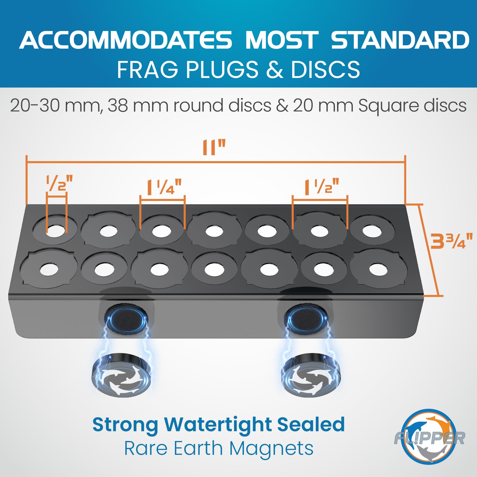 Fl!Pper Flipper Magnetic Frag Station Aquarium Rack With Removeable Shelf For Aquatic Coral Reefs - Holds 14 Frags - Black