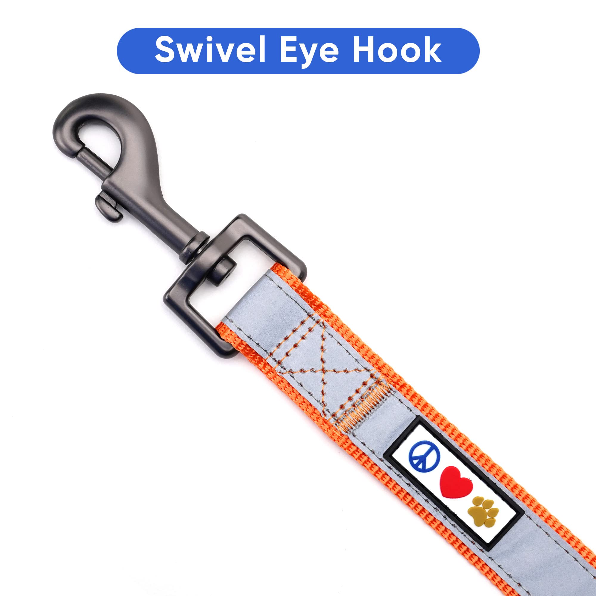 Pawtitas 6 Ft Padded Dog Leash With Comfortable Neoprene Padding Handle - Orange Lead | Medium Reflective Dog Leash With Highly Reflective Band Perfect For Medium And Large Dogs And Puppies.