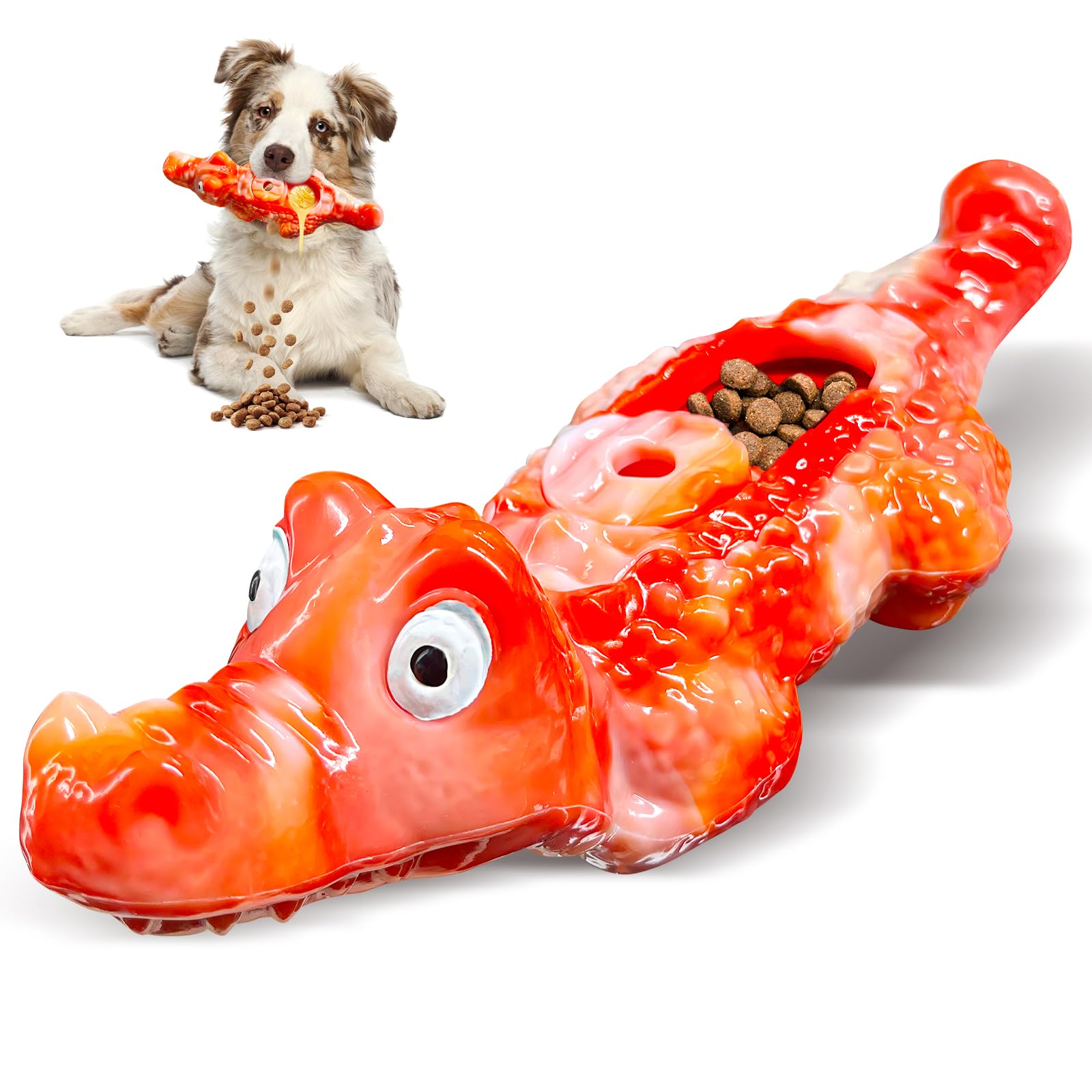 BellaWagg Dog Toy for Aggressive Chewers:Tough Almost Indestructible Chew Toys for Medium & Large Breeds,Treat Dispensing Dog Pu