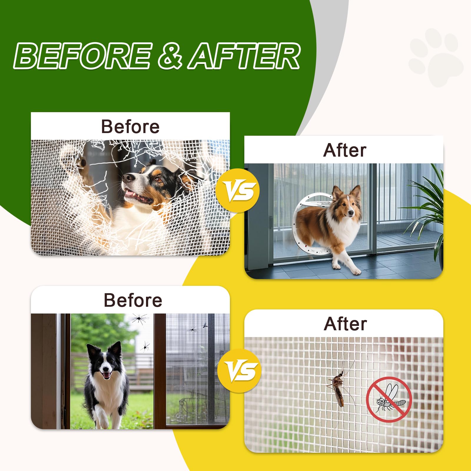 Alumani Dog Door For Screen Door, Dog Screen Door With Lockable Magnetic Flap, Anti-Mosquito Pet Door For Screen Window, White
