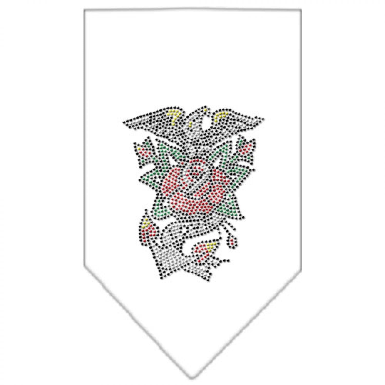 Pet and Dog Bandana Rhinestone, "Eagle Rose" White Large