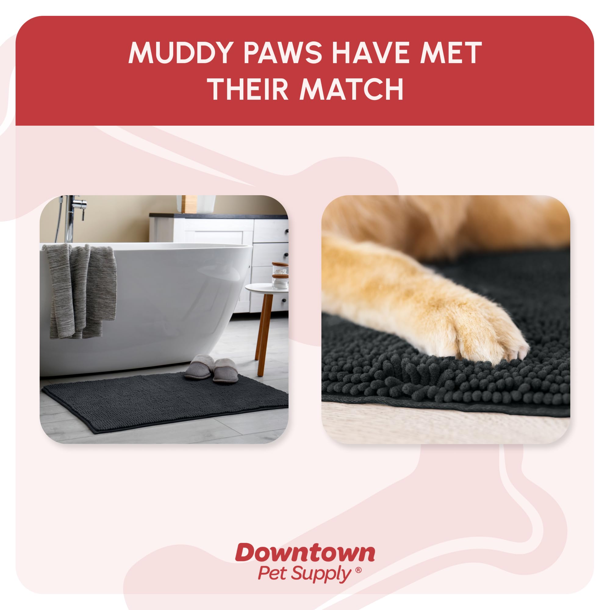 My Doggy Place Microfiber Dog Mat for Muddy Paws, 60 x 36 Charcoal - Non-Slip, Absorbent and Quick-Drying Dog Paw Cleaning Mat,