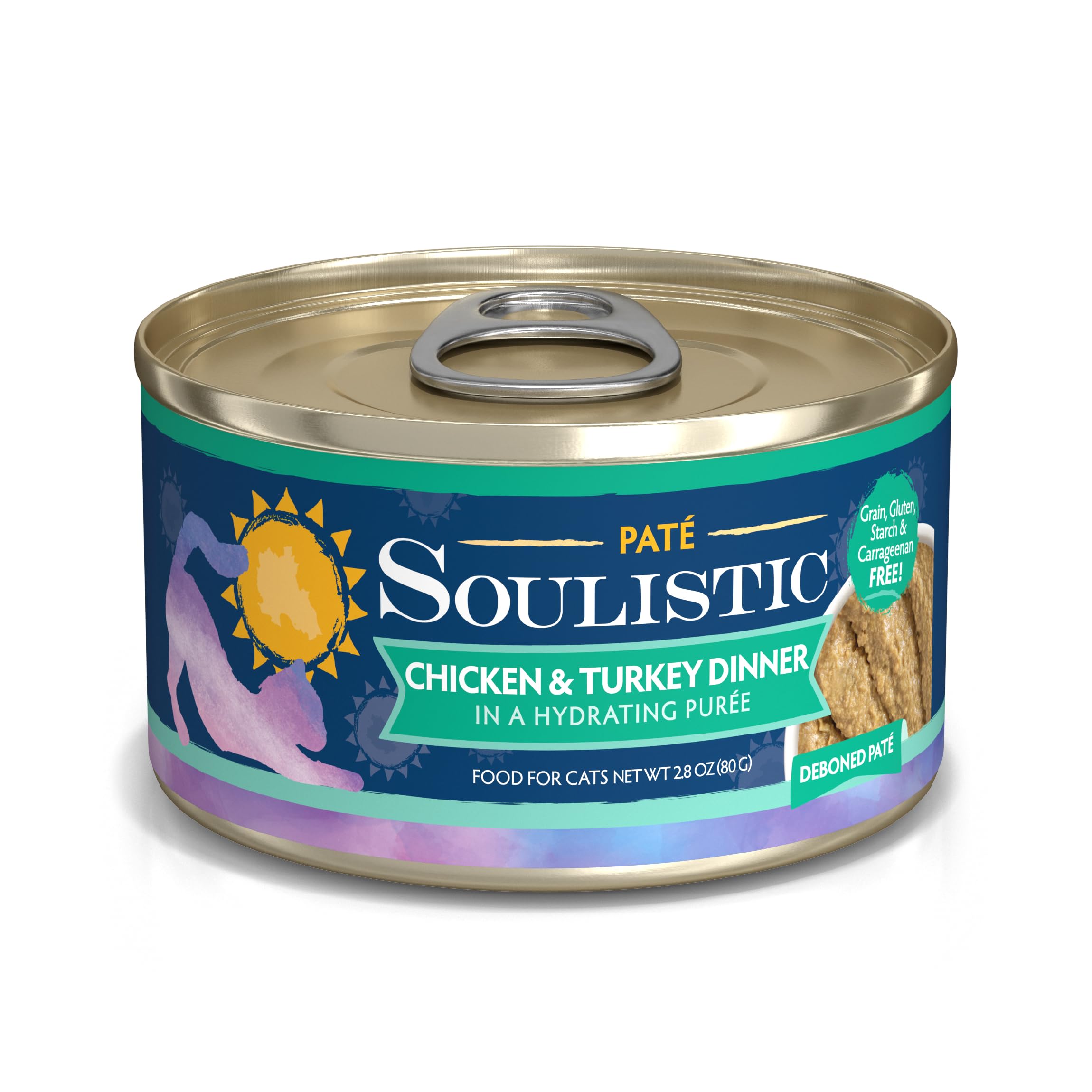 Soulistic Pat   Wet Cat Food, Chicken and Turkey Dinner in a Hydrating Pur  e, 2.8oz Can, Pack of 12