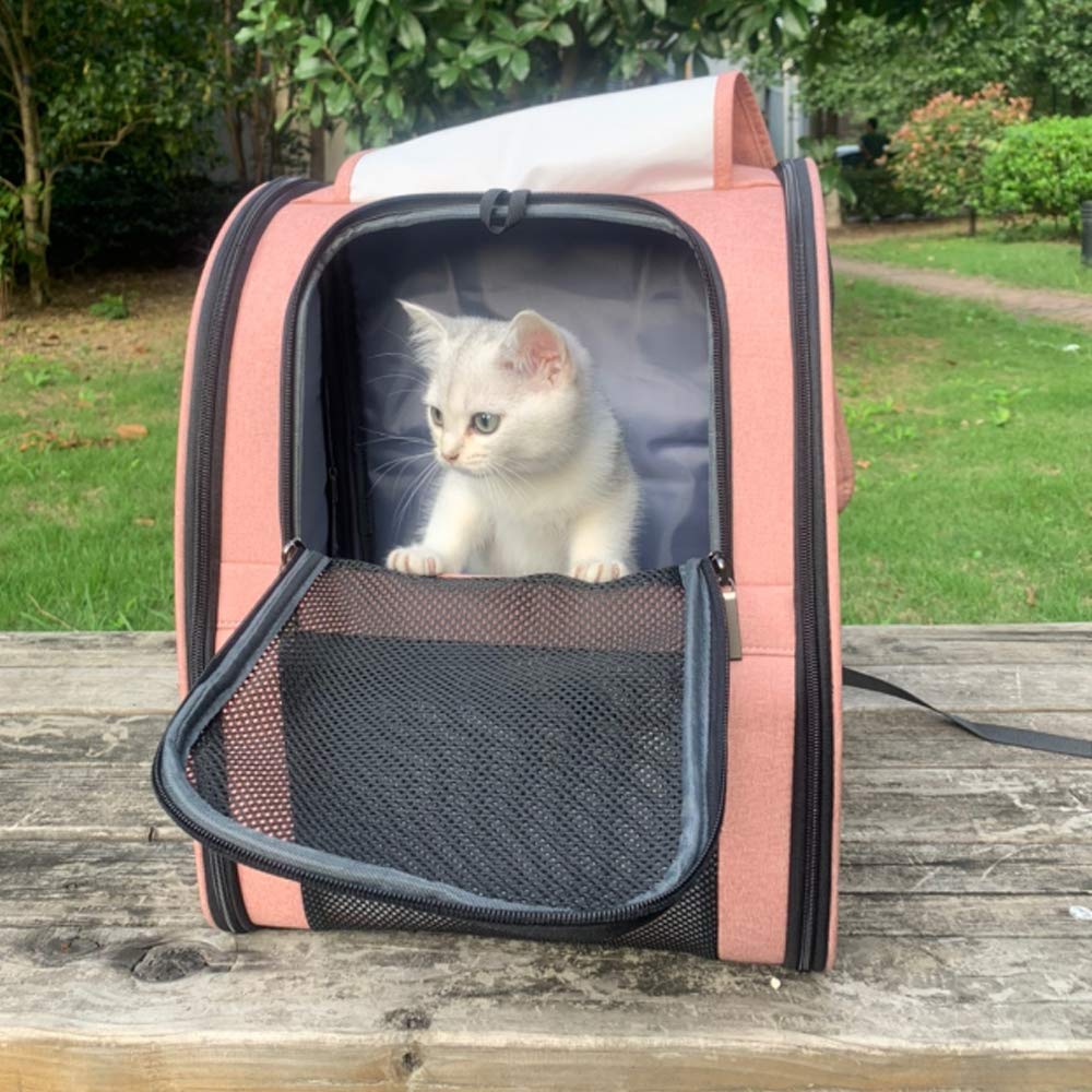 Texsens Pet Carrier Backpack With Window Blind For Small Cats Dogs, Ventilated Design, Safety Straps, Buckle Support, Collapsible, Designed For Travel, Hiking, Winter Outing, Outdoor, Go To Vet