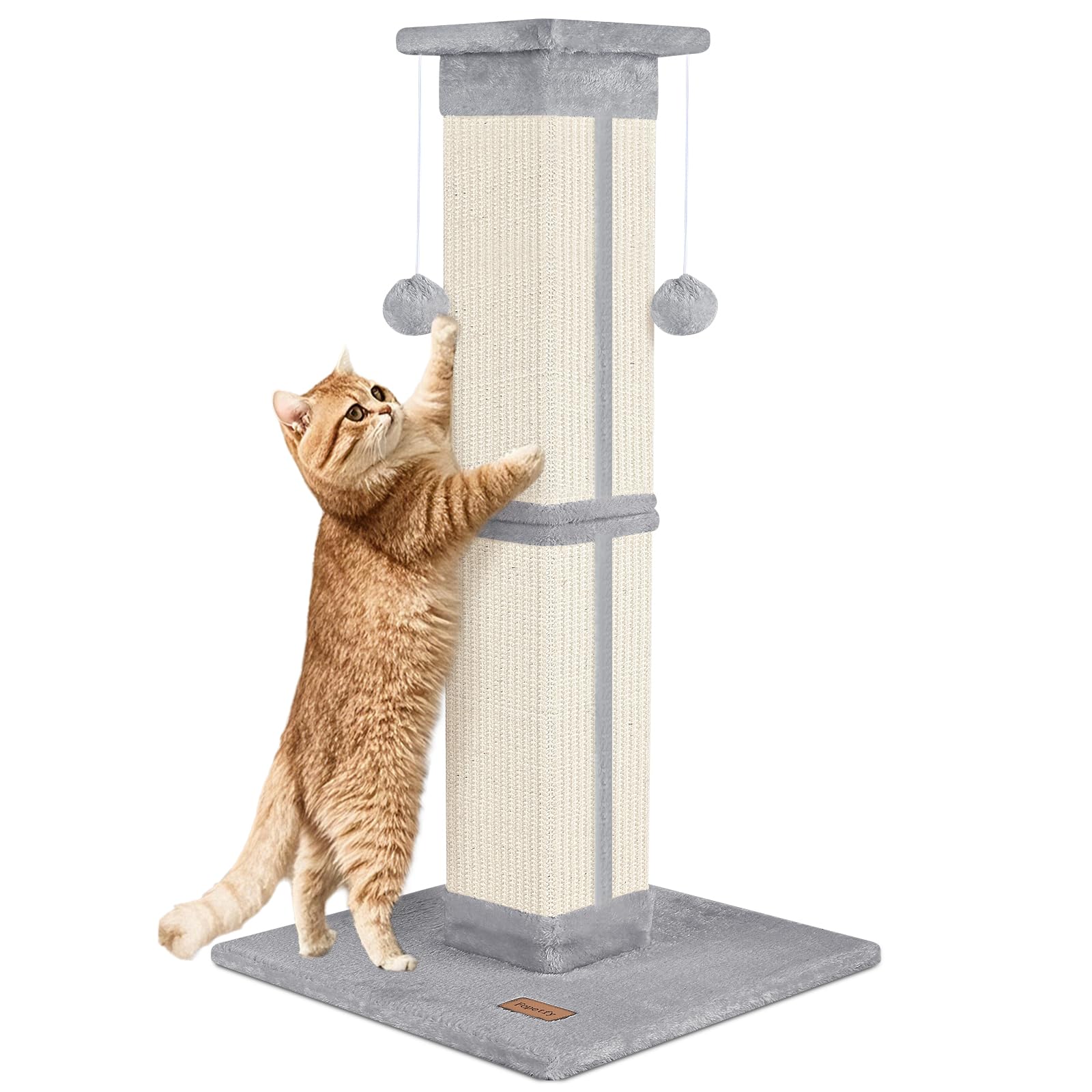 Cat Scratching Post 33 Inch For Indoor Cats, High Cat Scratch Post Brown, Cat Tree For Full-Body Stretching, Protect Your Furnit
