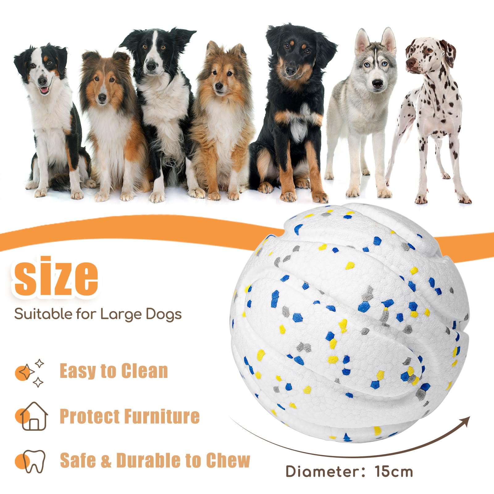 Large Dog Vocal Balls 5 Inch Interactive Squeaky Dogs Balls Tough Chewing Big Dog Ball For Aggressive Chewers Training Teeth Cle