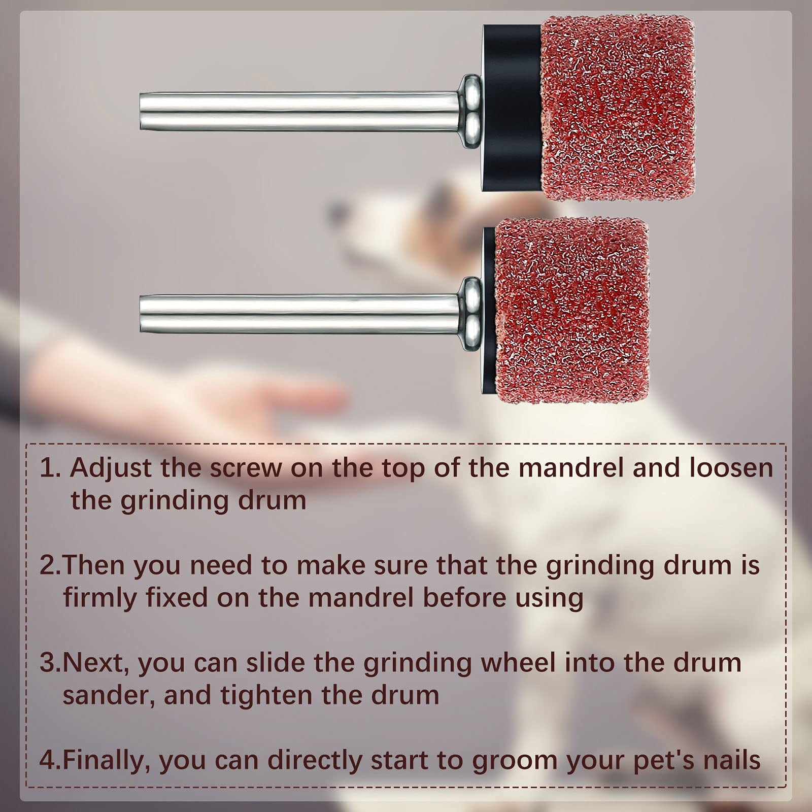Leelosp Pet Nail Grinder Replacement Kit - 22 Grit Sanding Bands, 1/2 Inch, 60 and 100 Grit for Dog Claw Care and Grooming Supplies