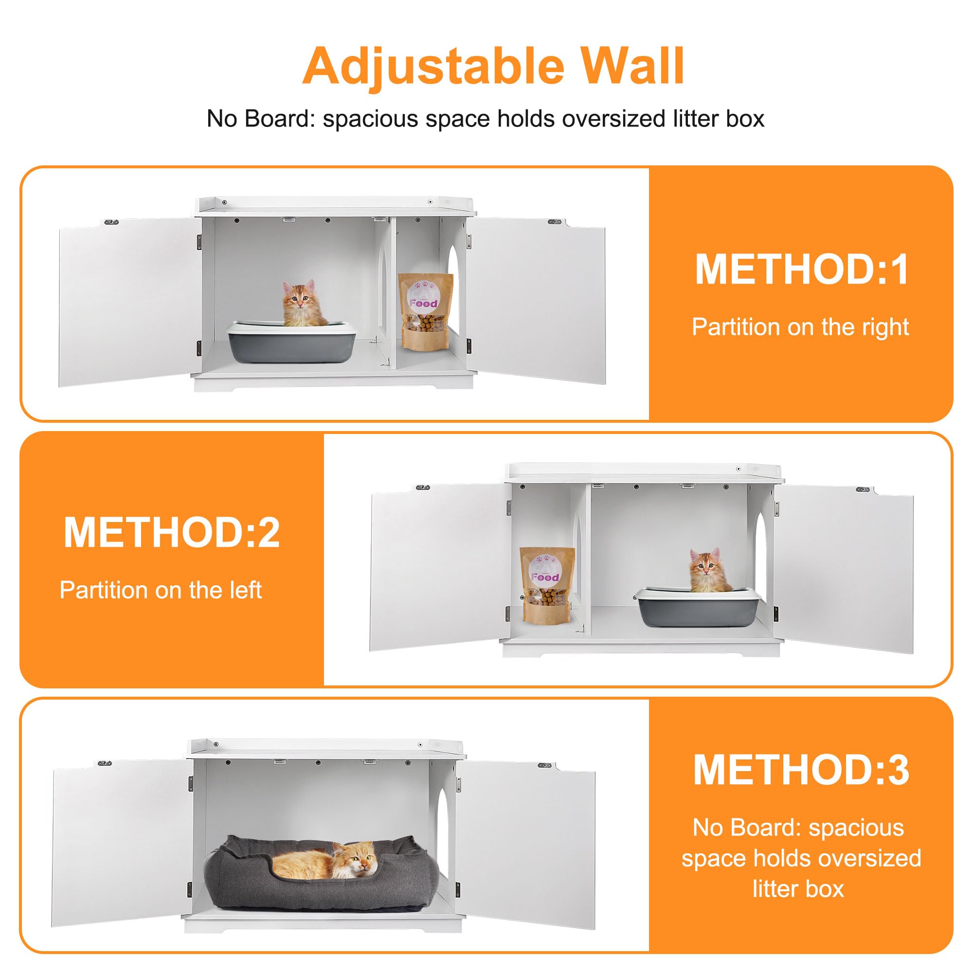 Pet Republic Hidden Cat Litter Box Enclosure Cat Litter Box Furniture Washroom House Table Nightstand (White)