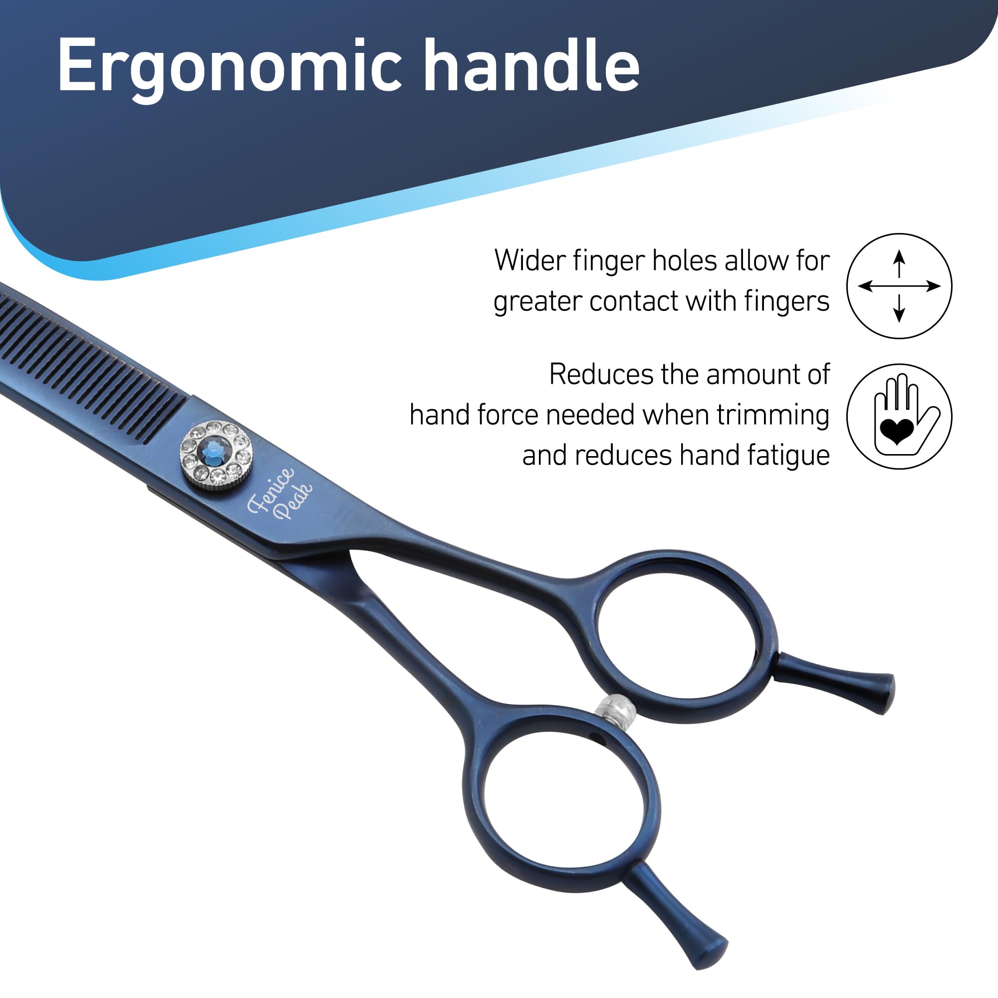 Fenice Peak Professional Dog Grooming Scissors Pet Curved Thinning Shears 7.0'' Extremely Sharp Blades 440C Steel Thinning Sciss